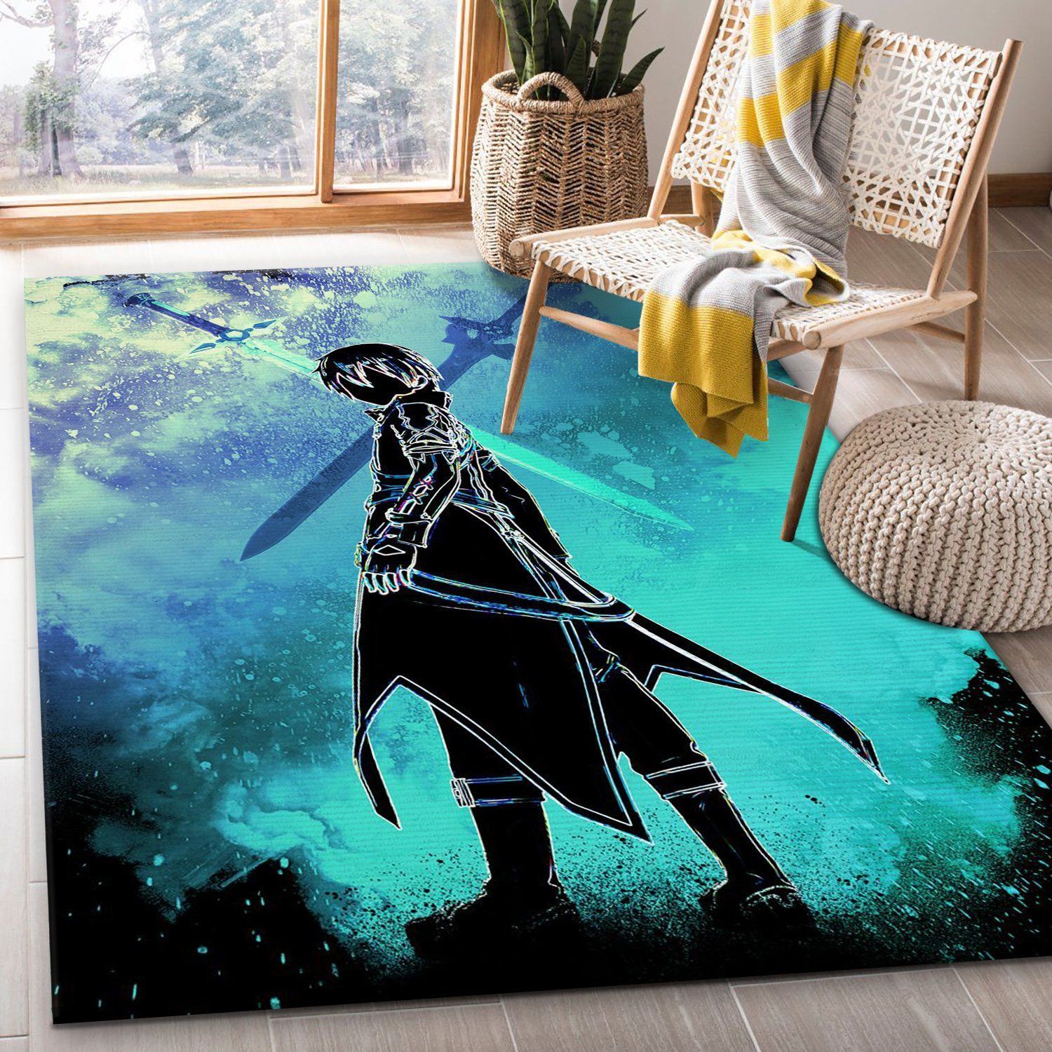 Black Swordsman Soul Area Rug, Bedroom, Home US Decor - Indoor Outdoor Rugs