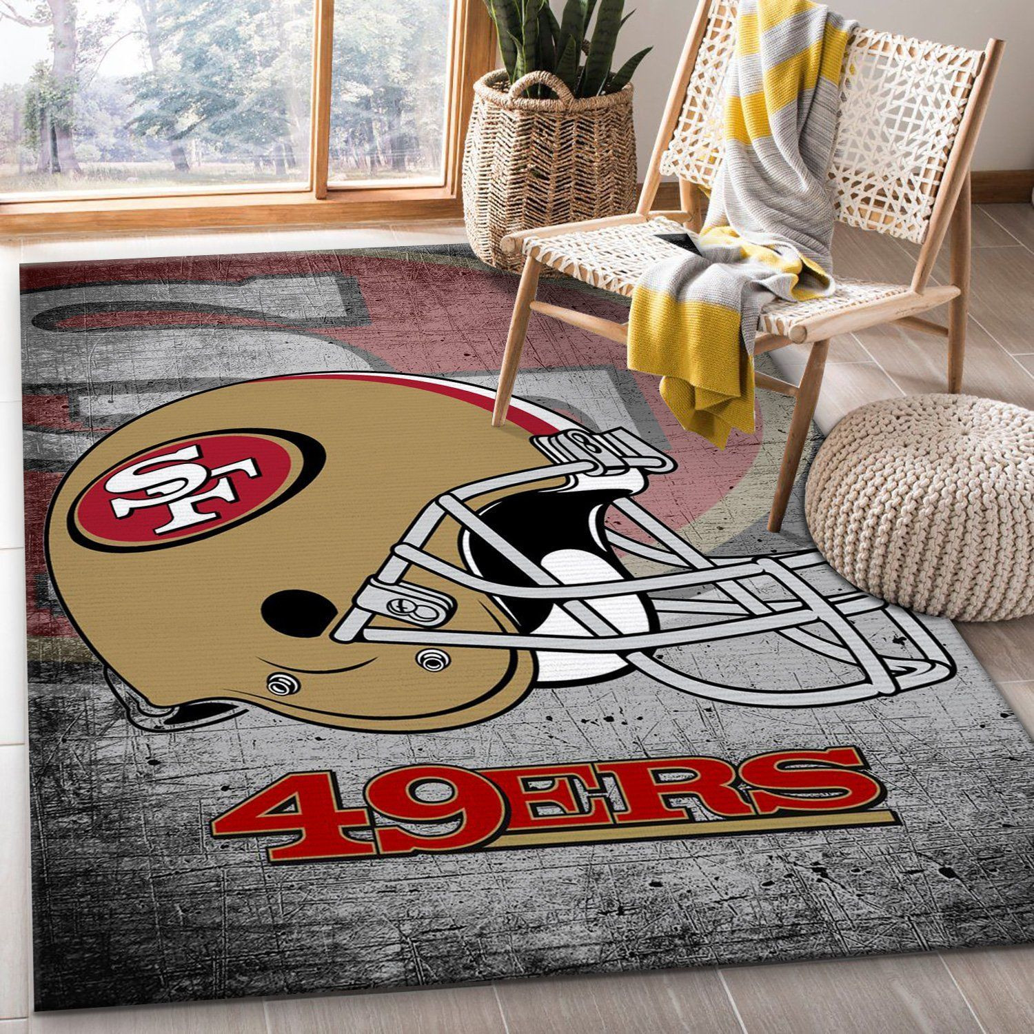 San Francisco 49ers Helmet Nfl Rug Bedroom Rug US Gift Decor - Indoor Outdoor Rugs