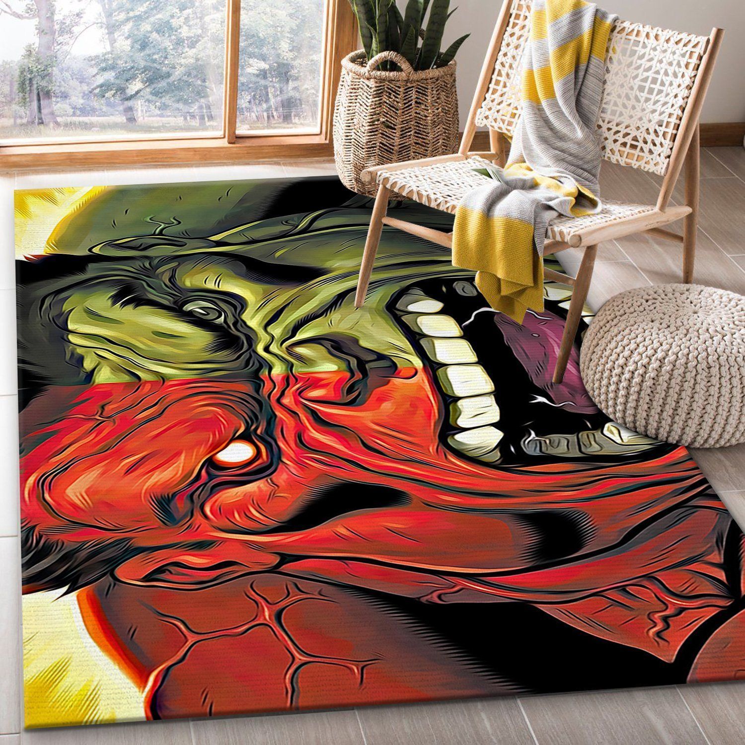 Red Hulk Vs Green Hulk Rug Living Room Rug Home Decor Floor Decor - Indoor Outdoor Rugs