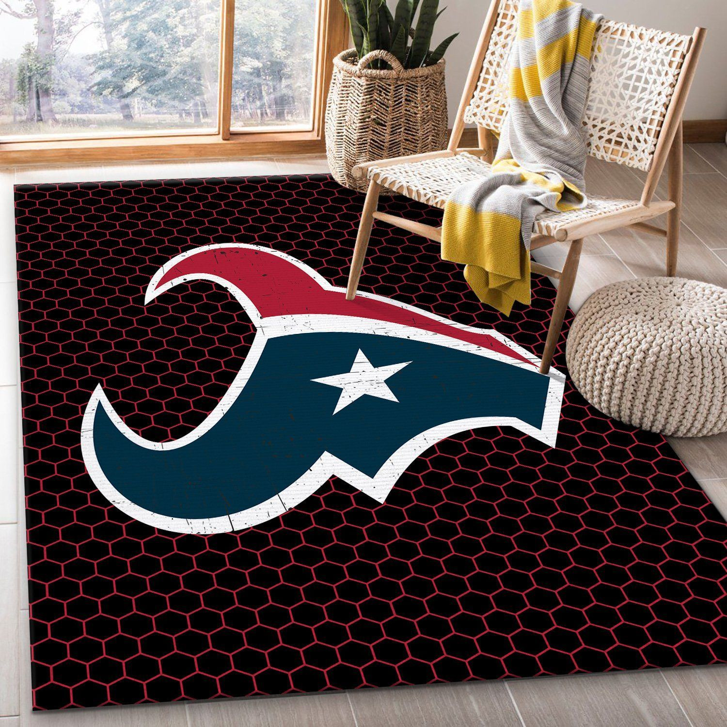 Houston Texans Nfl Rug Room Carpet Sport Custom Area Floor Home Decor - Indoor Outdoor Rugs