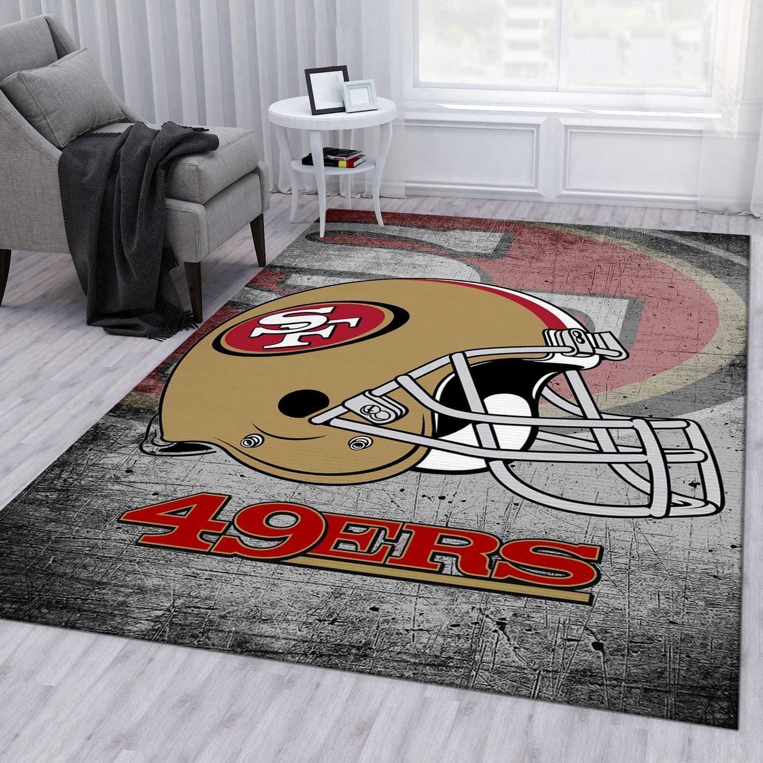 San Francisco 49ers Helmet Nfl Rug Bedroom Rug US Gift Decor - Indoor Outdoor Rugs