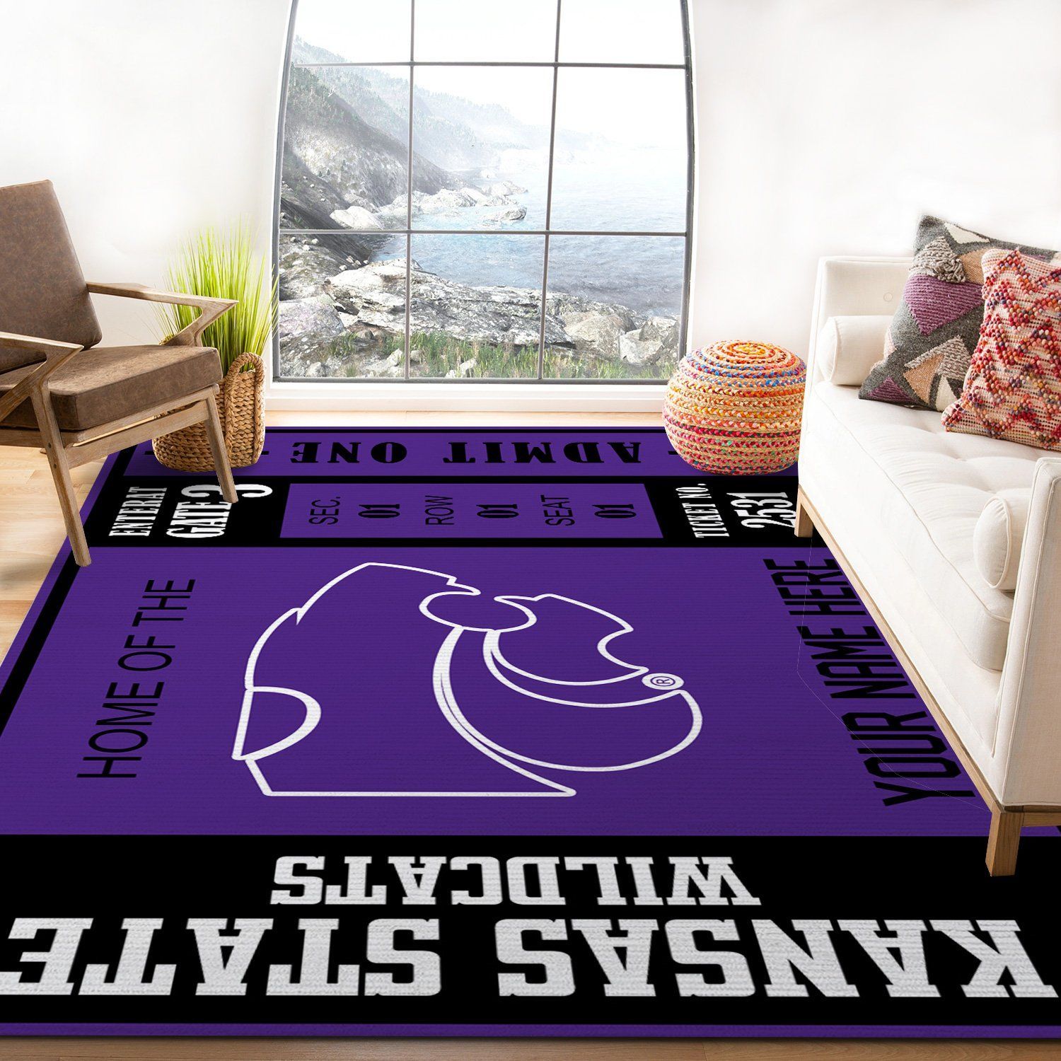 Kansas State Wildcats Ncaa Customizable Rug, Living Room Rug - Home US Decor - Indoor Outdoor Rugs