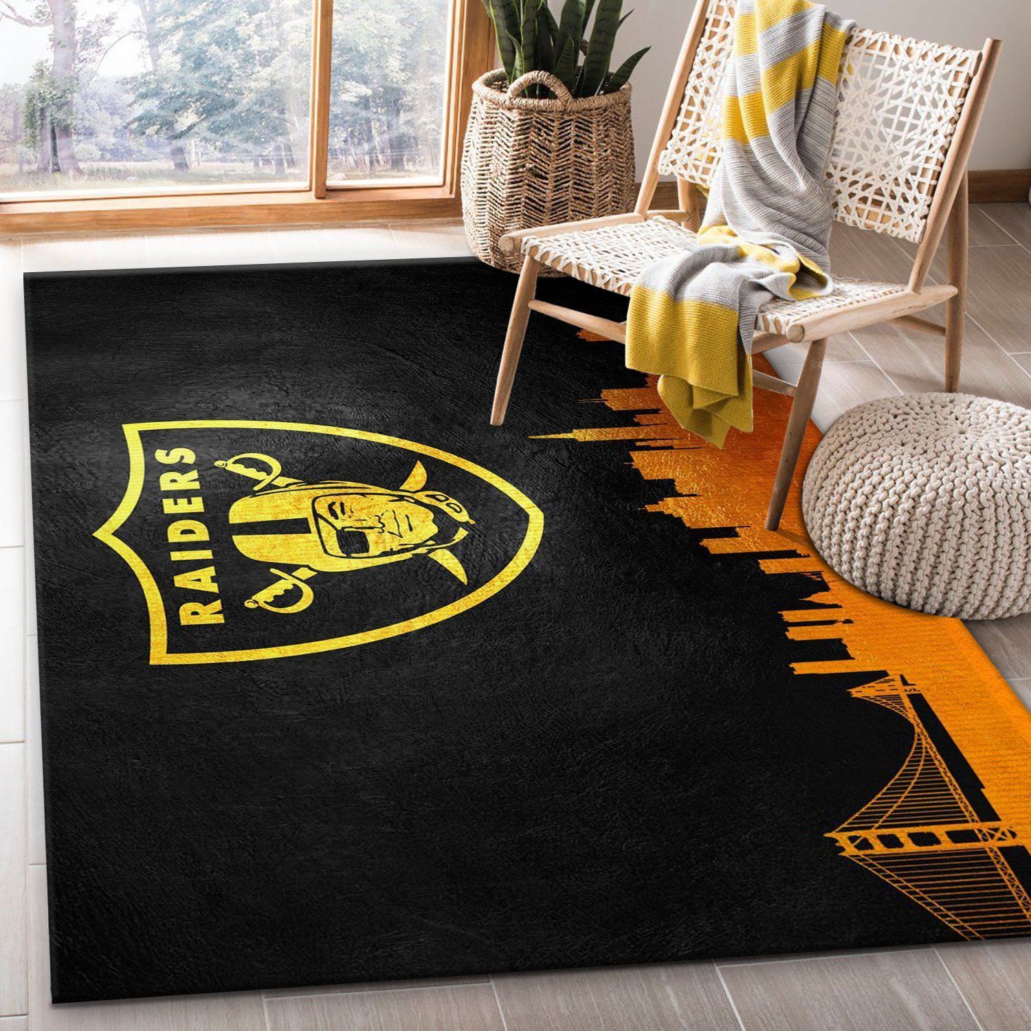 Oakland Raiders Skyline NFL Area Rug, Bedroom, US Gift Decor - Indoor Outdoor Rugs