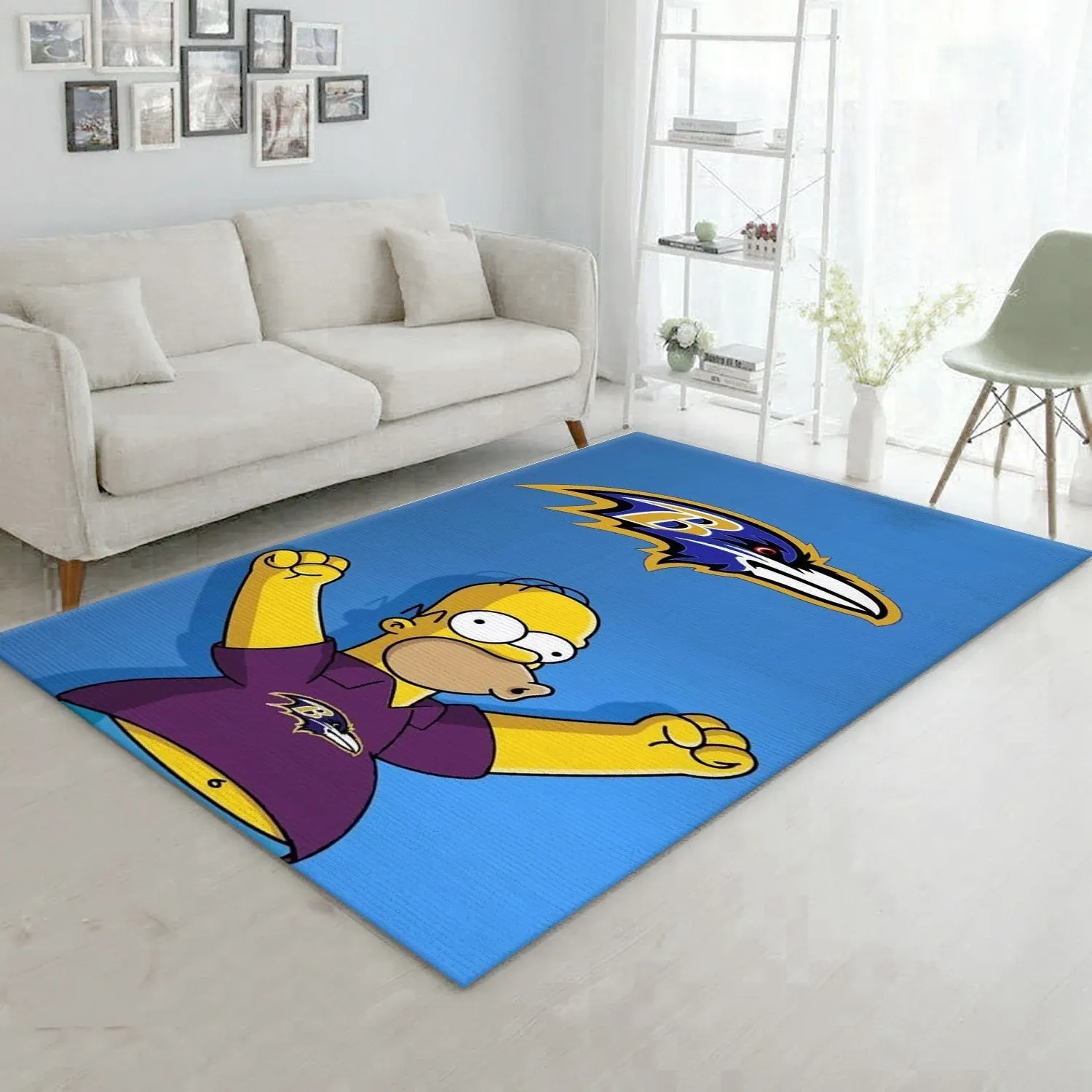 Homer Simpson Vs Baltimore Ravens Nfl Area Rug For Christmas Bedroom Rug Home Decor Floor Decor - Indoor Outdoor Rugs