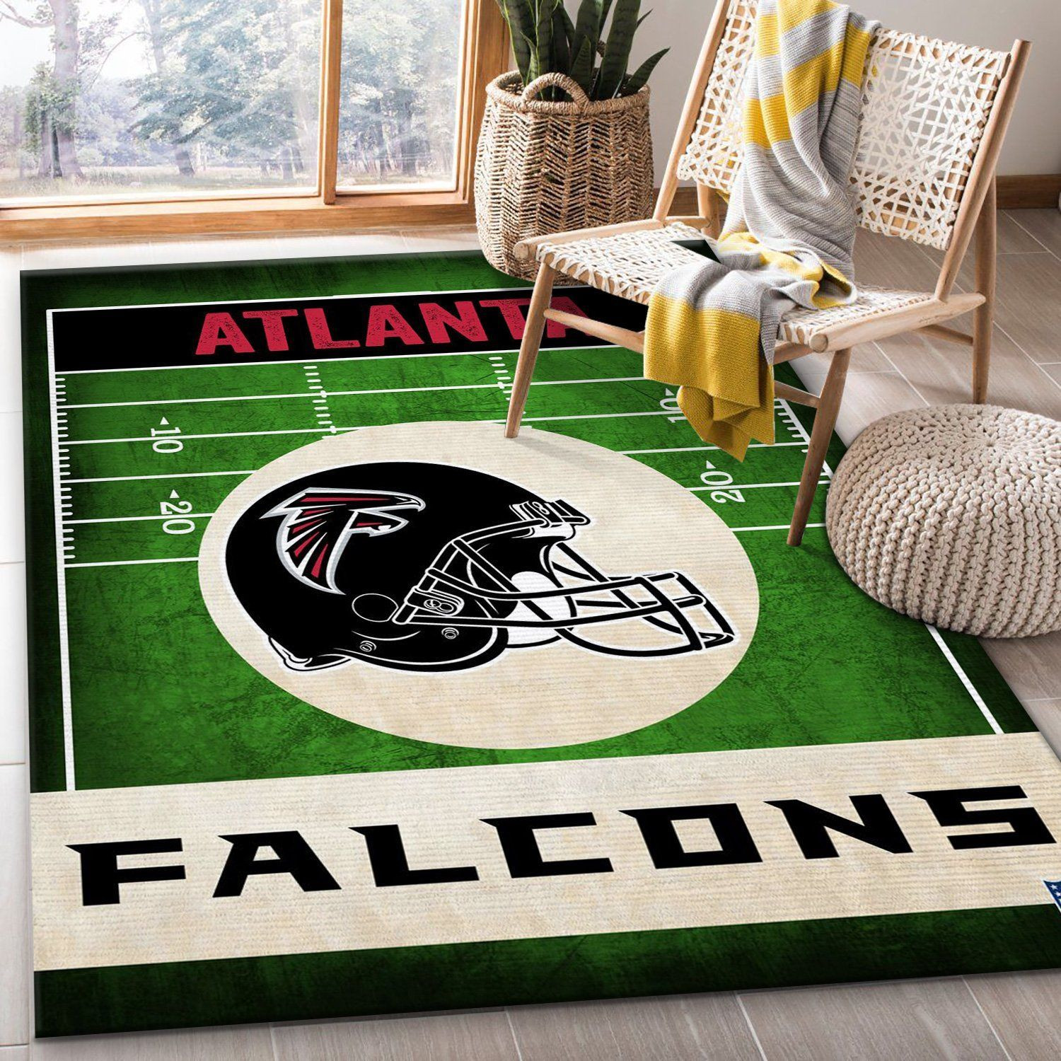 Atlanta Falcons Black Nfl Rug Living Room Rug Christmas Gift US Decor - Indoor Outdoor Rugs