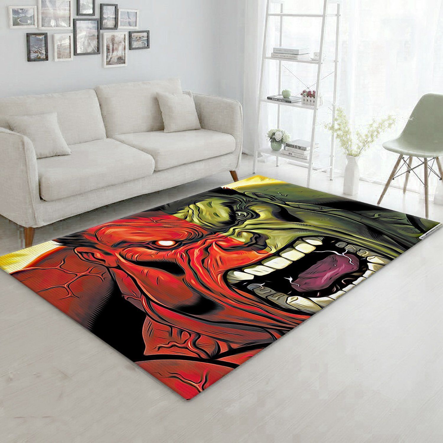 Red Hulk Vs Green Hulk Rug Living Room Rug Home Decor Floor Decor - Indoor Outdoor Rugs