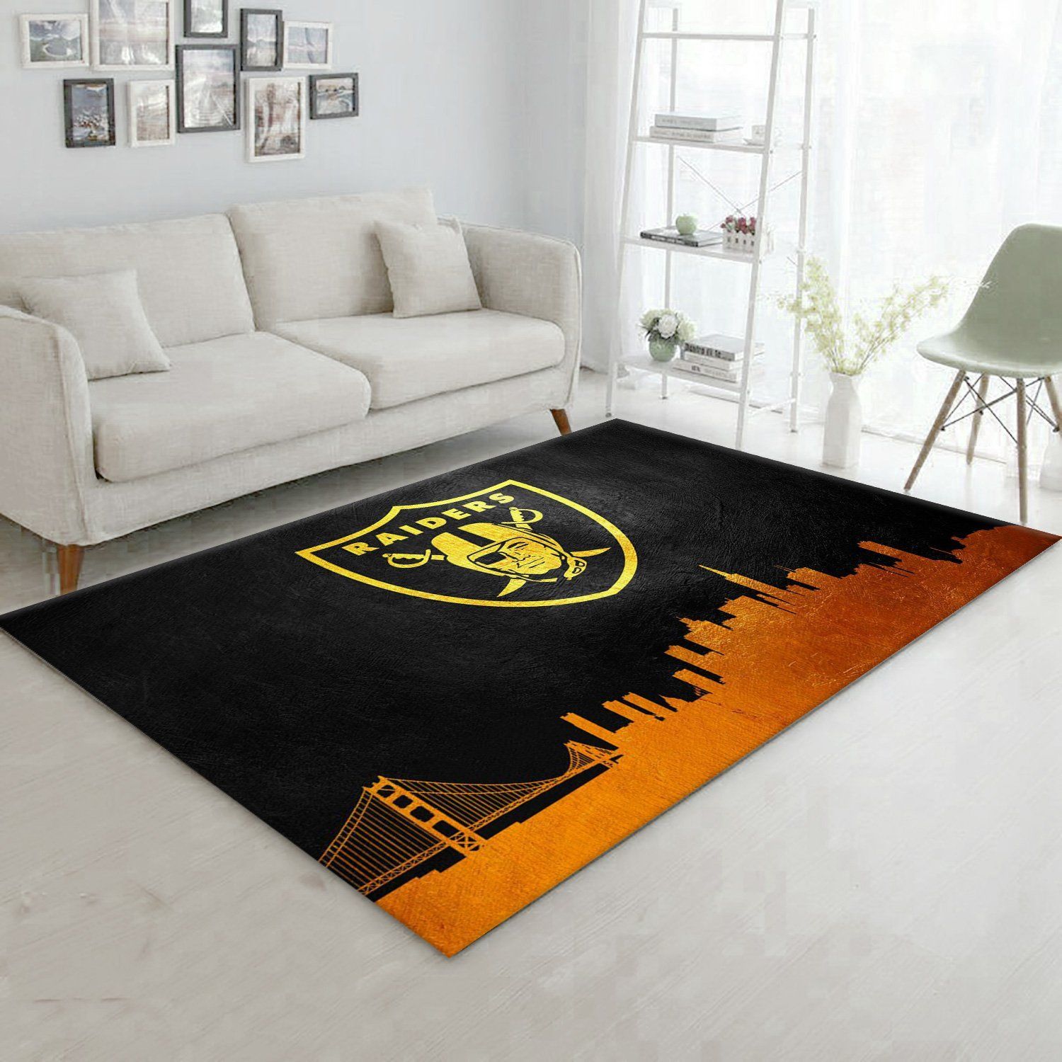 Oakland Raiders Skyline NFL Area Rug, Bedroom, US Gift Decor - Indoor Outdoor Rugs