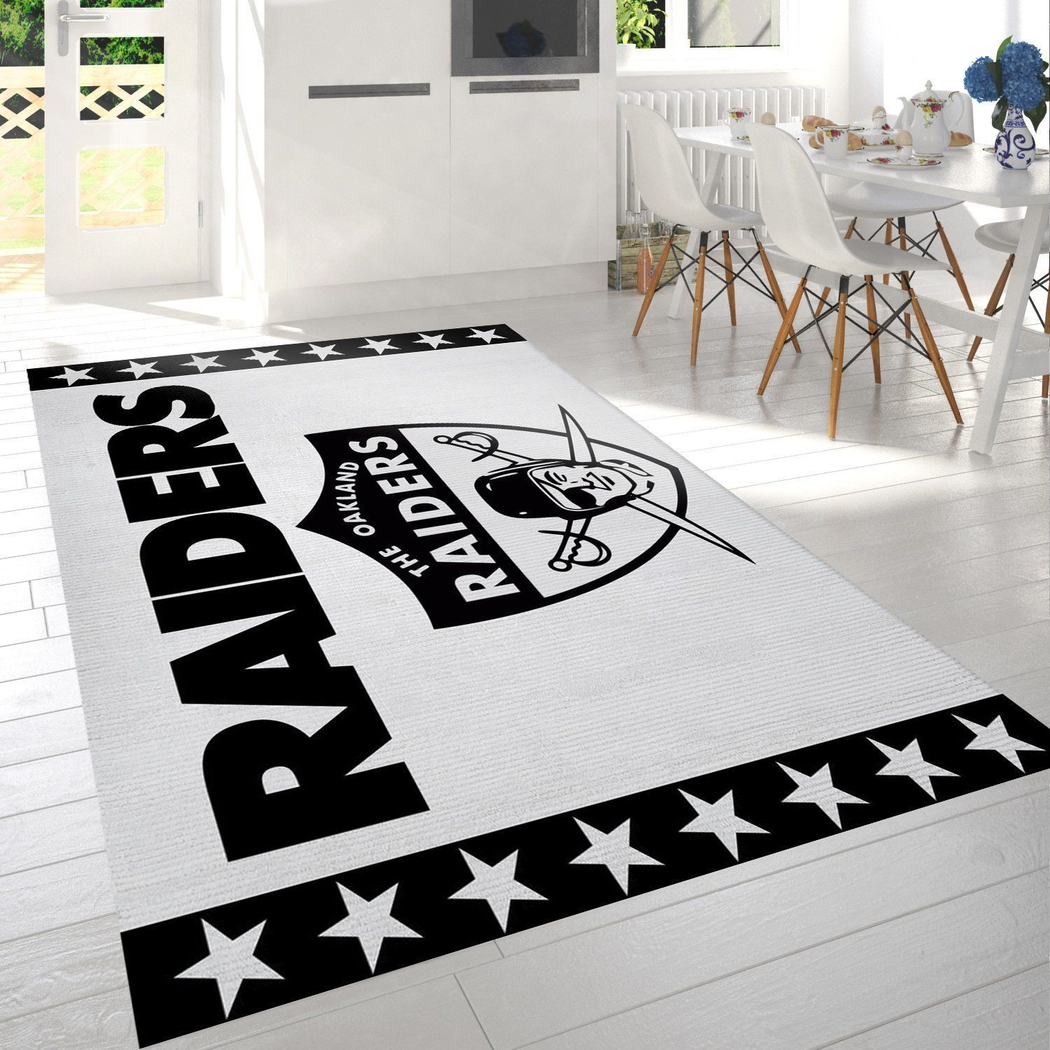 Oakland Raiders 2 Banner Nfl Team Logo Rug Bedroom Rug US Gift Decor - Indoor Outdoor Rugs