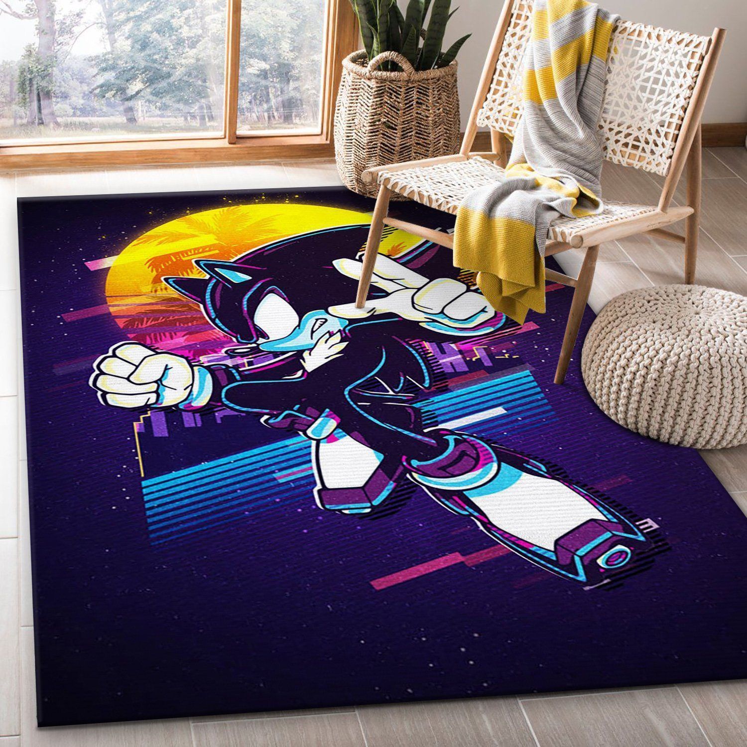 Retro Sonic Area Rug For Christmas, Bedroom, Home Decor - Indoor Outdoor Rugs