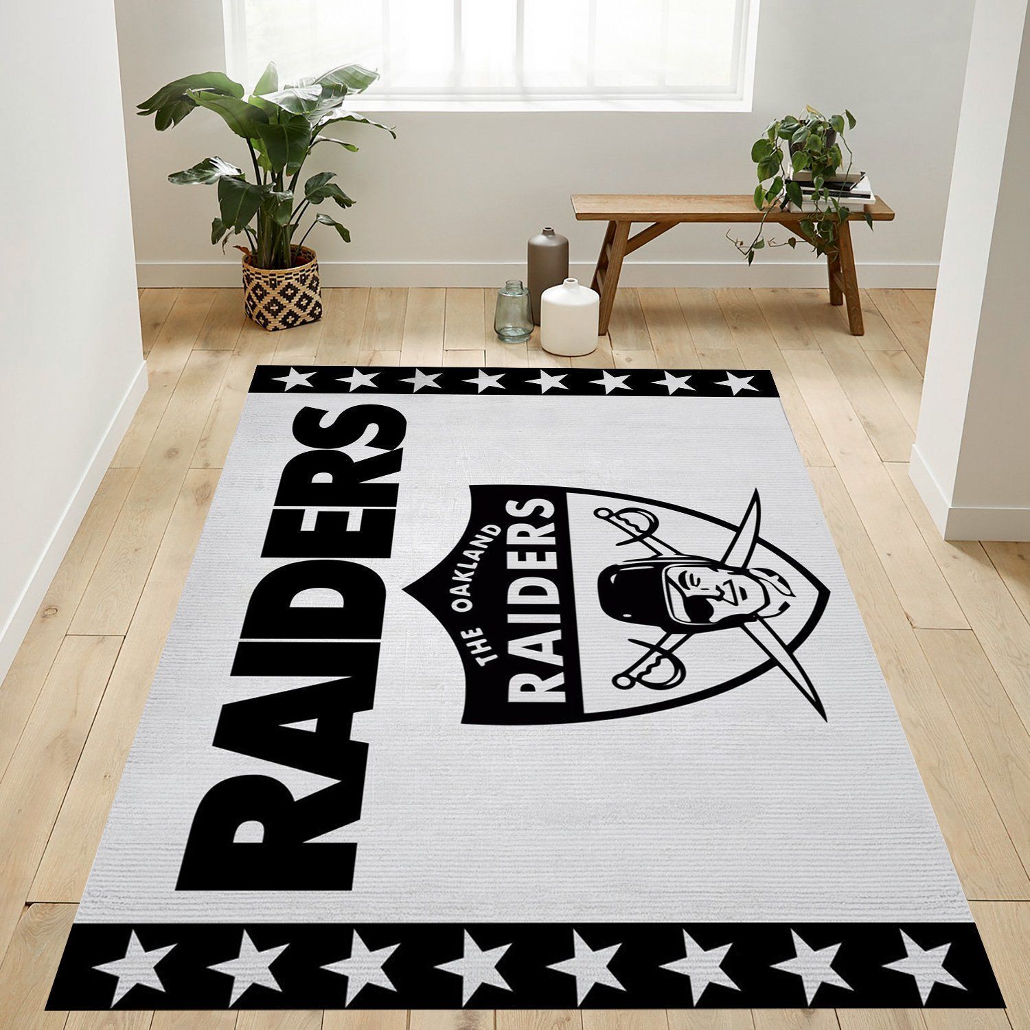 Oakland Raiders 2 Banner Nfl Team Logo Rug Bedroom Rug US Gift Decor - Indoor Outdoor Rugs