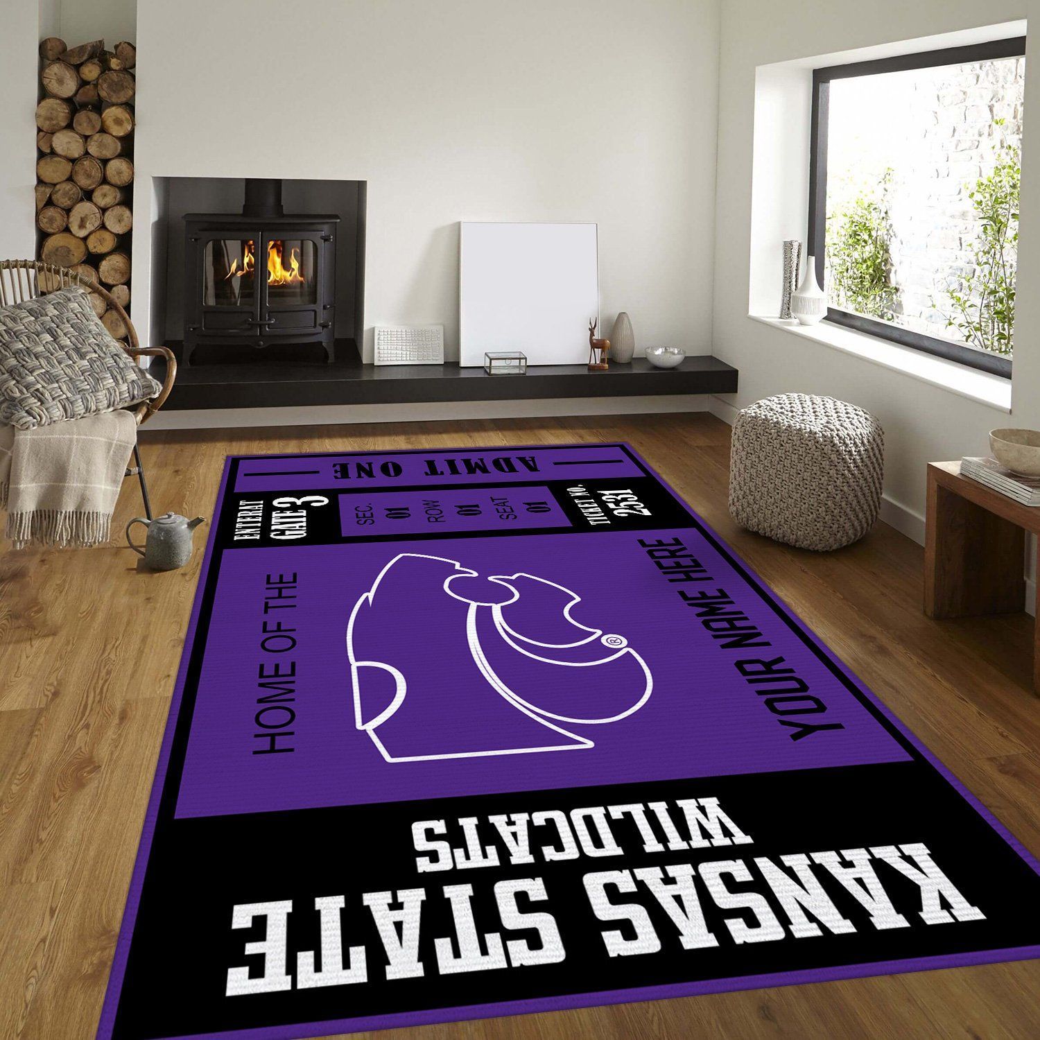 Kansas State Wildcats Ncaa Customizable Rug, Living Room Rug - Home US Decor - Indoor Outdoor Rugs