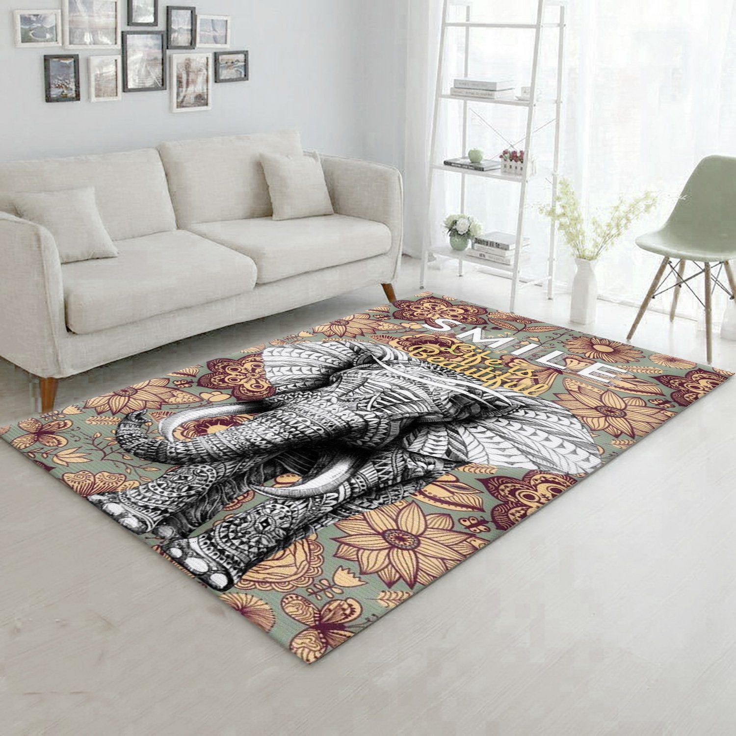 Elephant Mandala Rug Funny Gifts - Indoor Outdoor Rugs