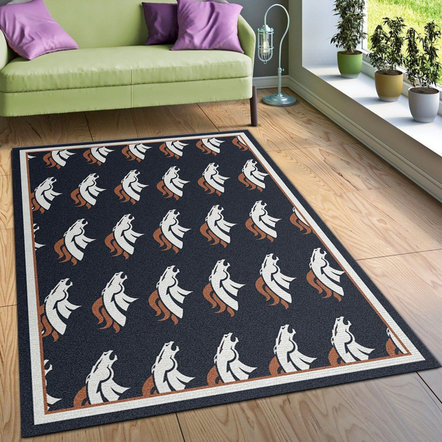 Denver Broncos Repeat Rug Nfl Team Area Rug Carpet, Bedroom Rug, Home US Decor - Indoor Outdoor Rugs