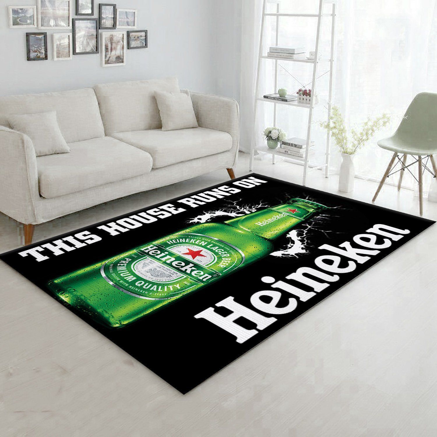 Heineken This House Runs On Rug Room Carpet Custom Area Floor Home Decor - Indoor Outdoor Rugs