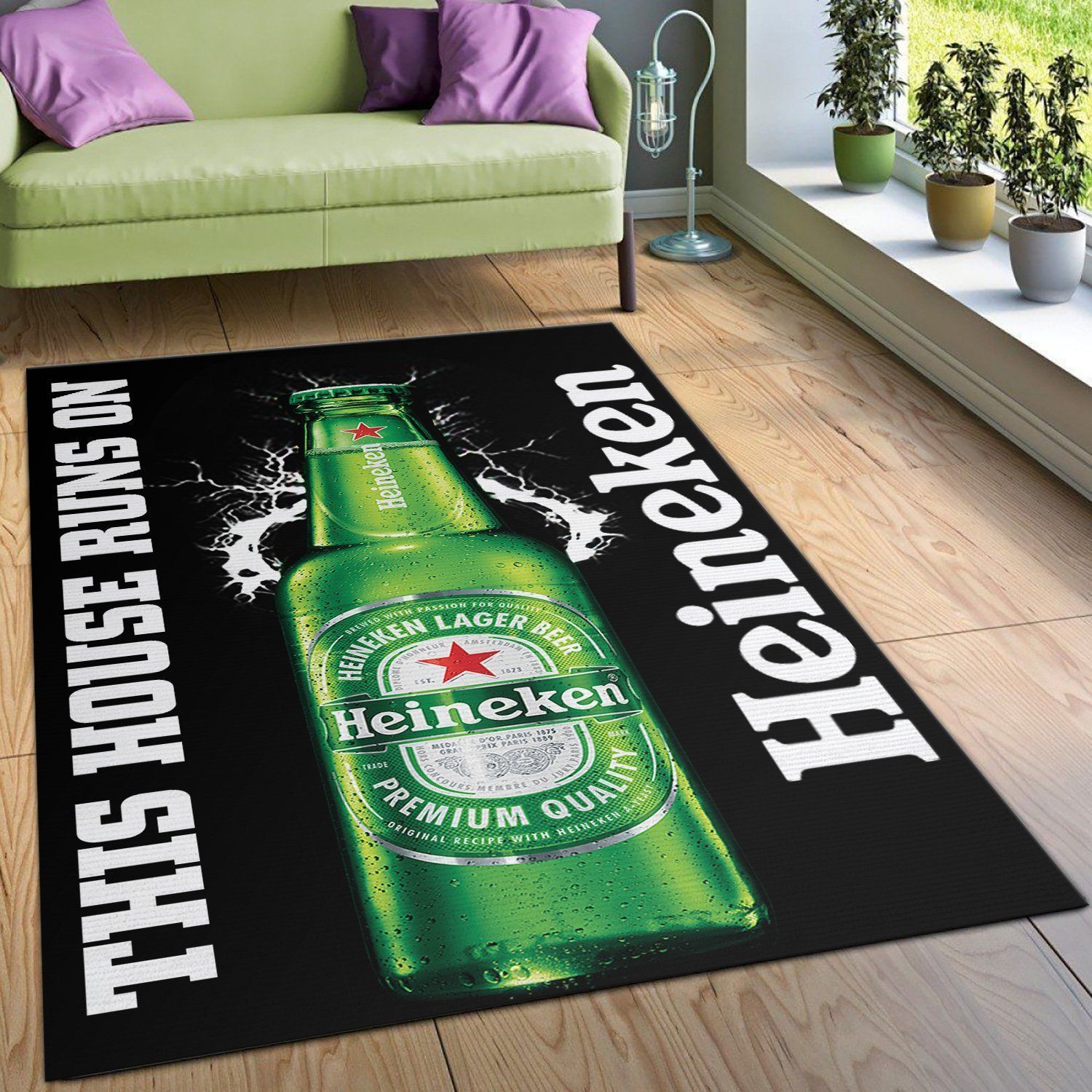 Heineken This House Runs On Rug Room Carpet Custom Area Floor Home Decor - Indoor Outdoor Rugs