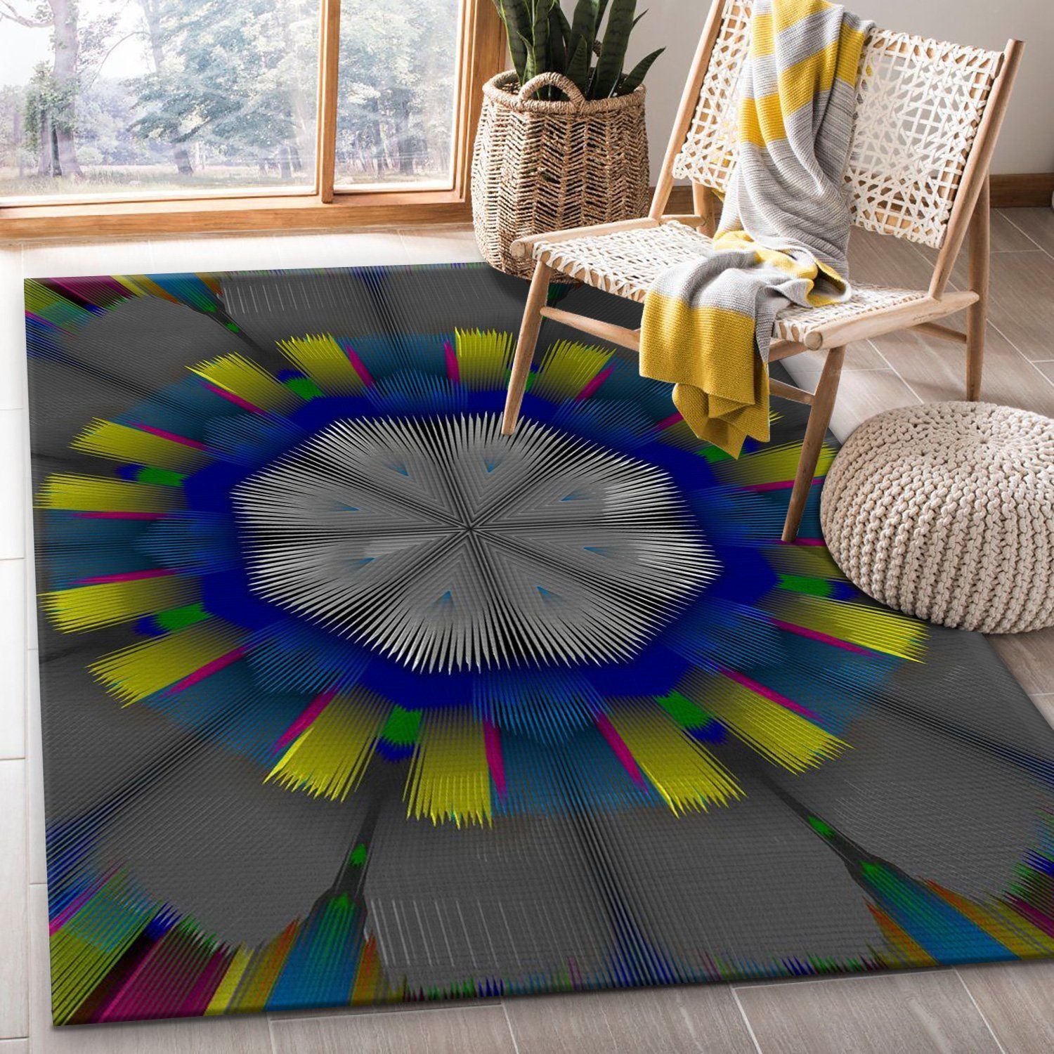 Abstract Yellow Area Rug For Christmas, Kitchen Rug, Christmas Gift US Decor - Indoor Outdoor Rugs