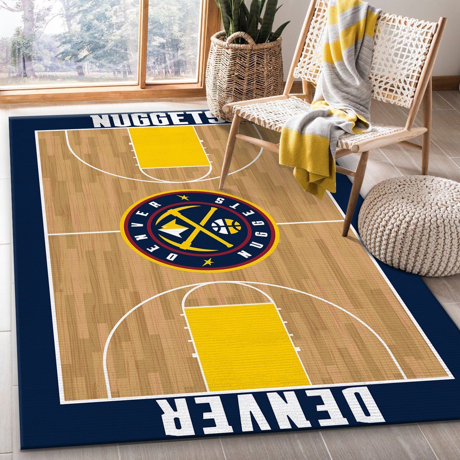 Denver Nuggets Nba Rug Room Carpet Sport Custom Area Floor Home Decor - Indoor Outdoor Rugs