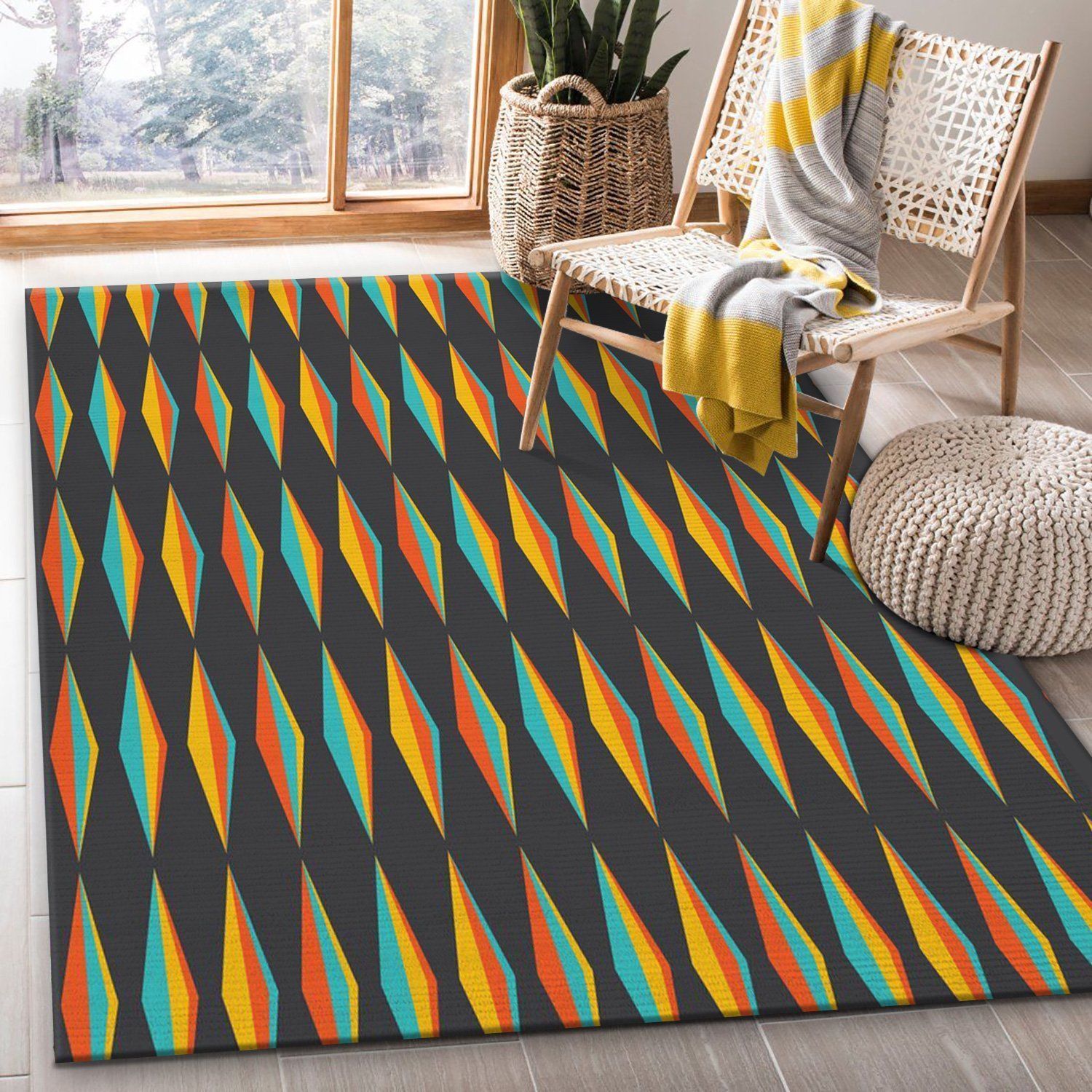 Midcentury Pattern 21 Area Rug Carpet, Living Room Rug, Home Decor Floor Decor - Indoor Outdoor Rugs