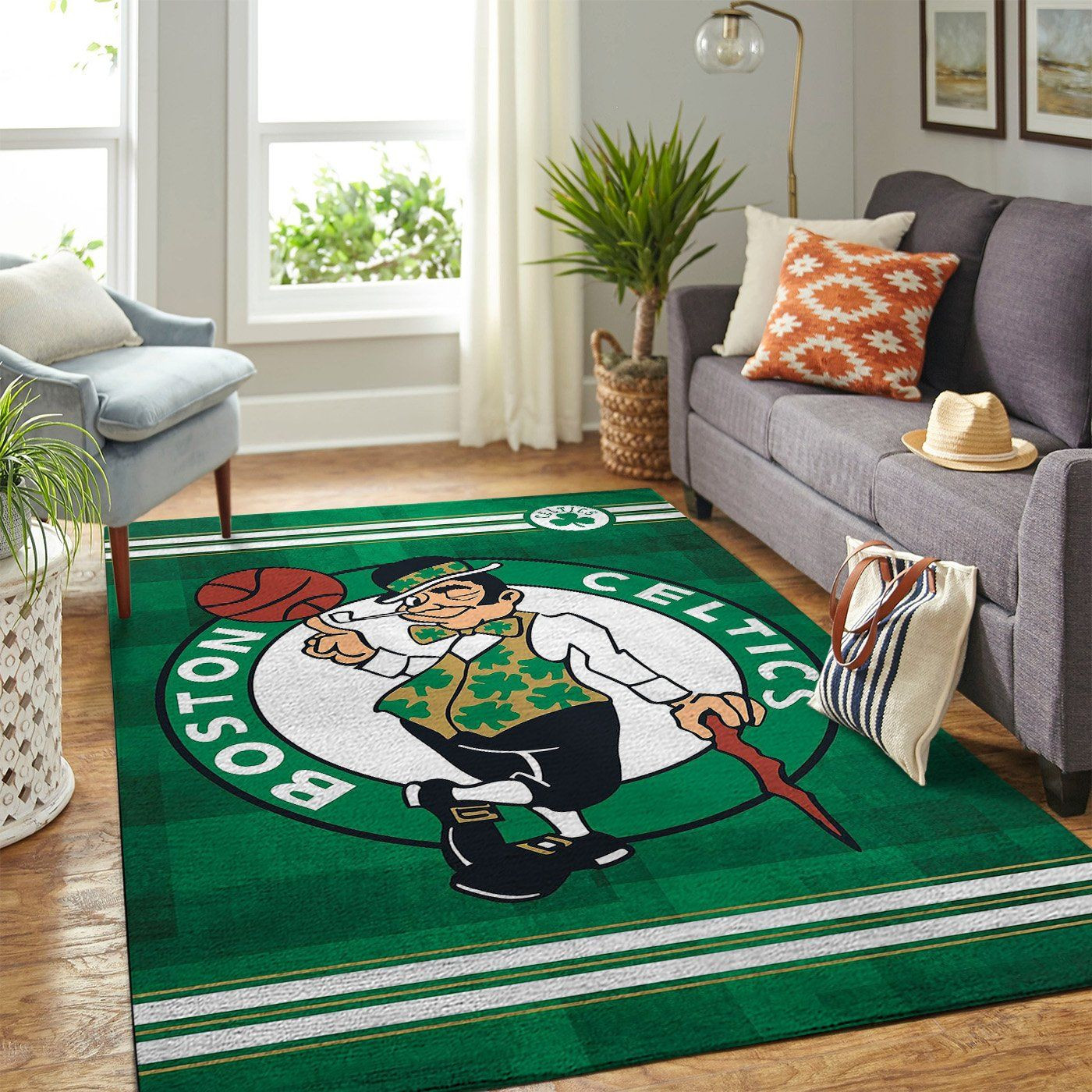 Boston Celtics Nba Team Logo Style Nice Gift Home Decor Rectangle Area Rug - Indoor Outdoor Rugs