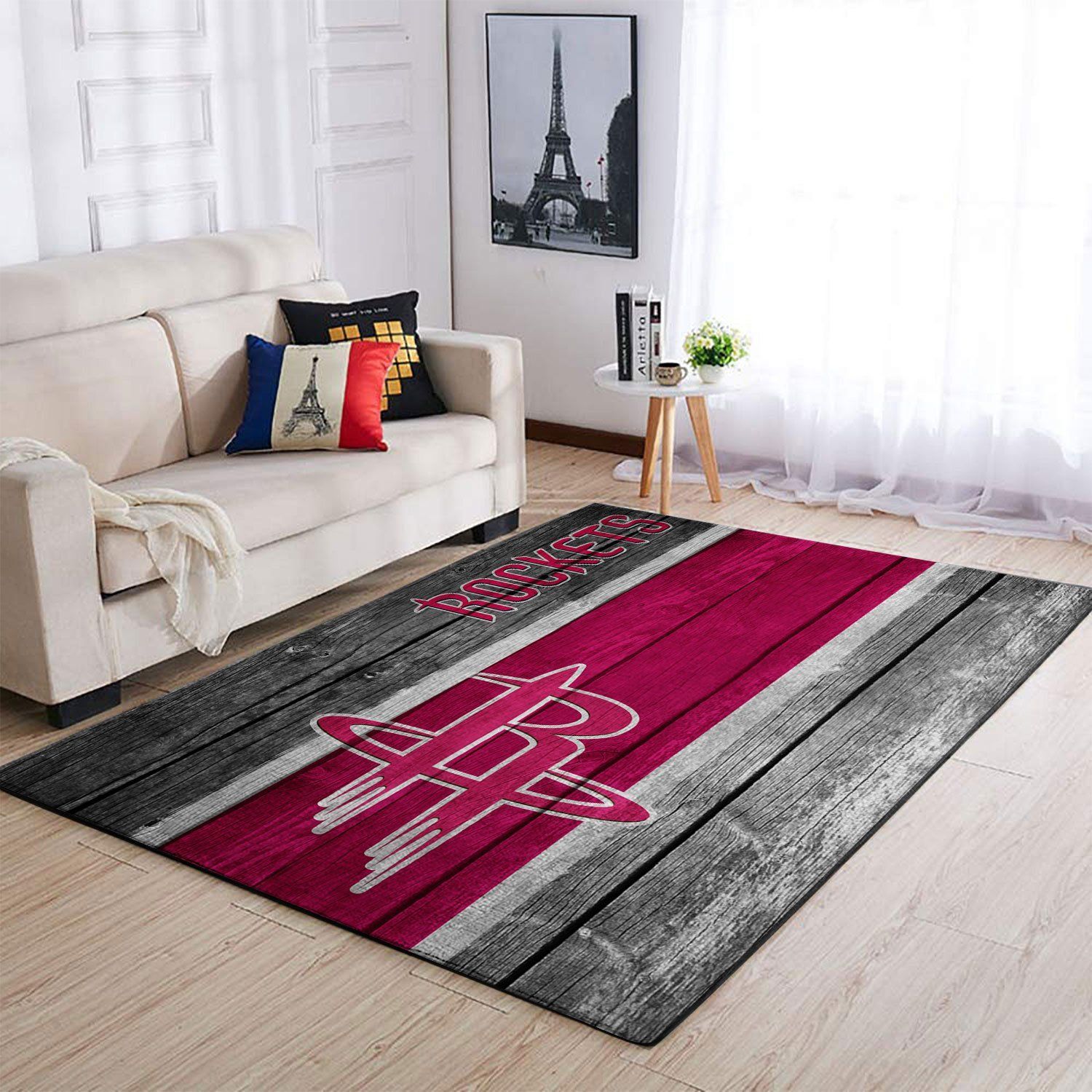 Houston Rockets Nba Team Logo Wooden Style Nice Gift Home Decor Rectangle Area Rug - Indoor Outdoor Rugs