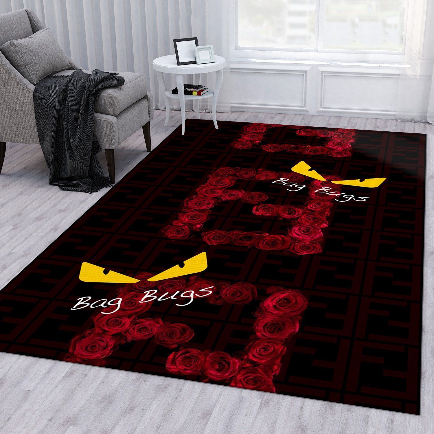 Fendi Fashion Brand Rug Bedroom Rug Family Gift US Decor - Indoor Outdoor Rugs