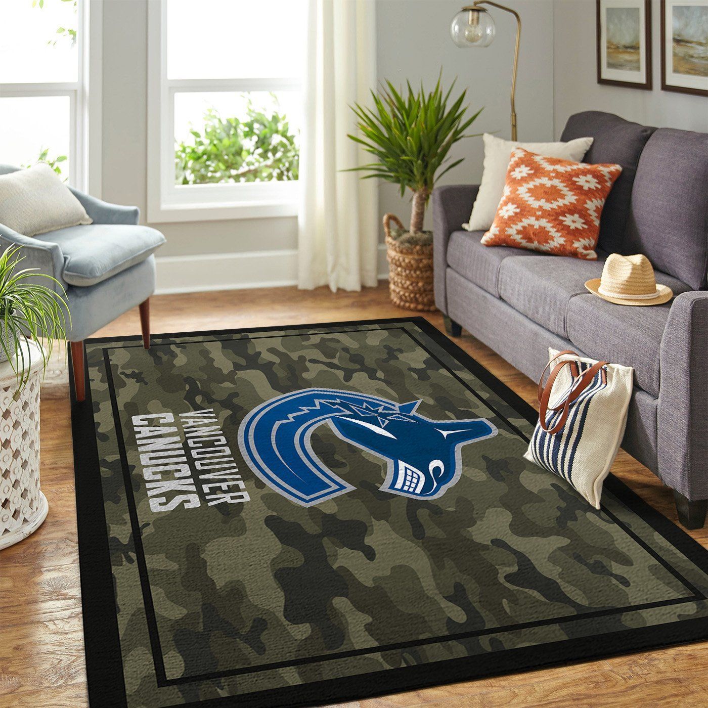 Vancouver Canucks Nhl Team Logo Camo Style Nice Gift Home Decor Area Rug Rugs For Living Room - Indoor Outdoor Rugs