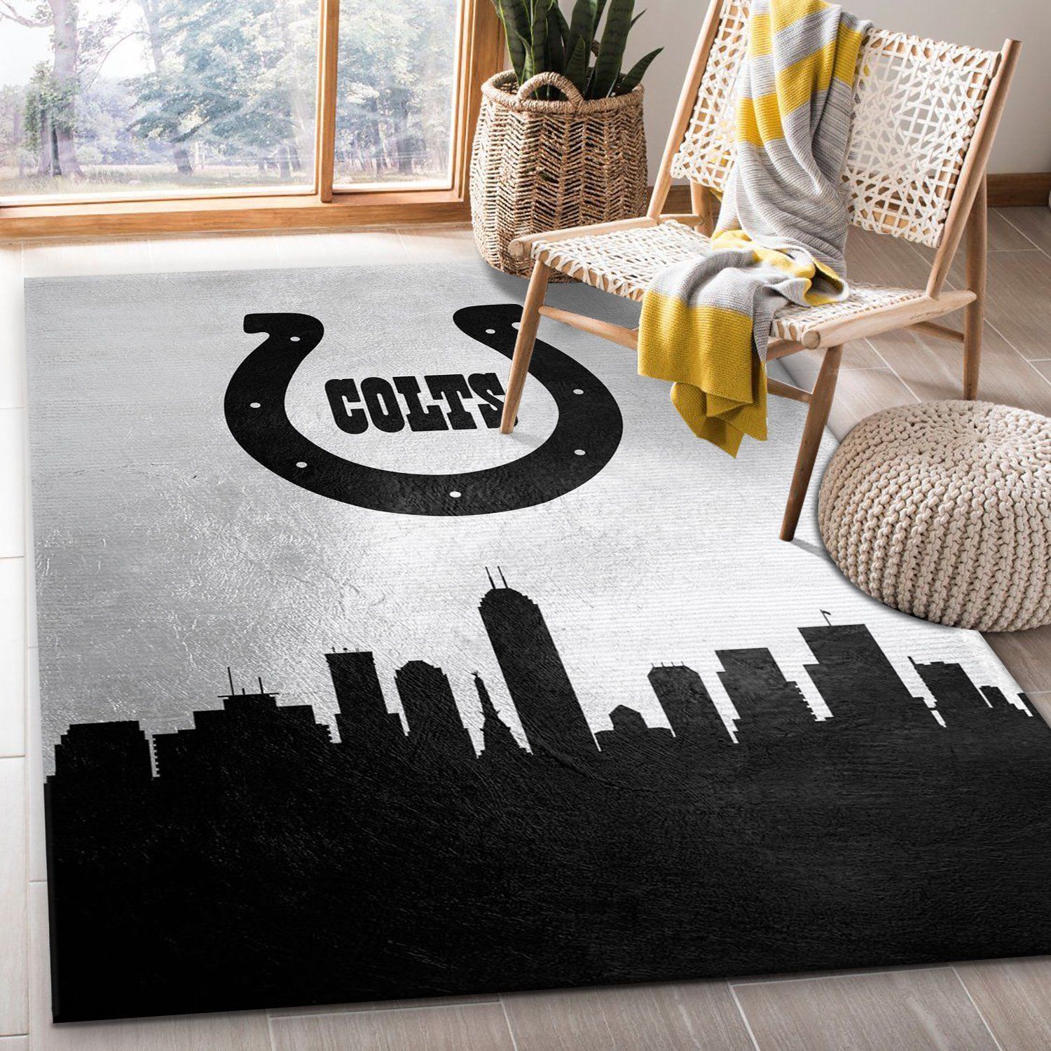 Indiana Colts Skyline NFL Area Rug Carpet, Kitchen Rug, US Gift Decor - Indoor Outdoor Rugs