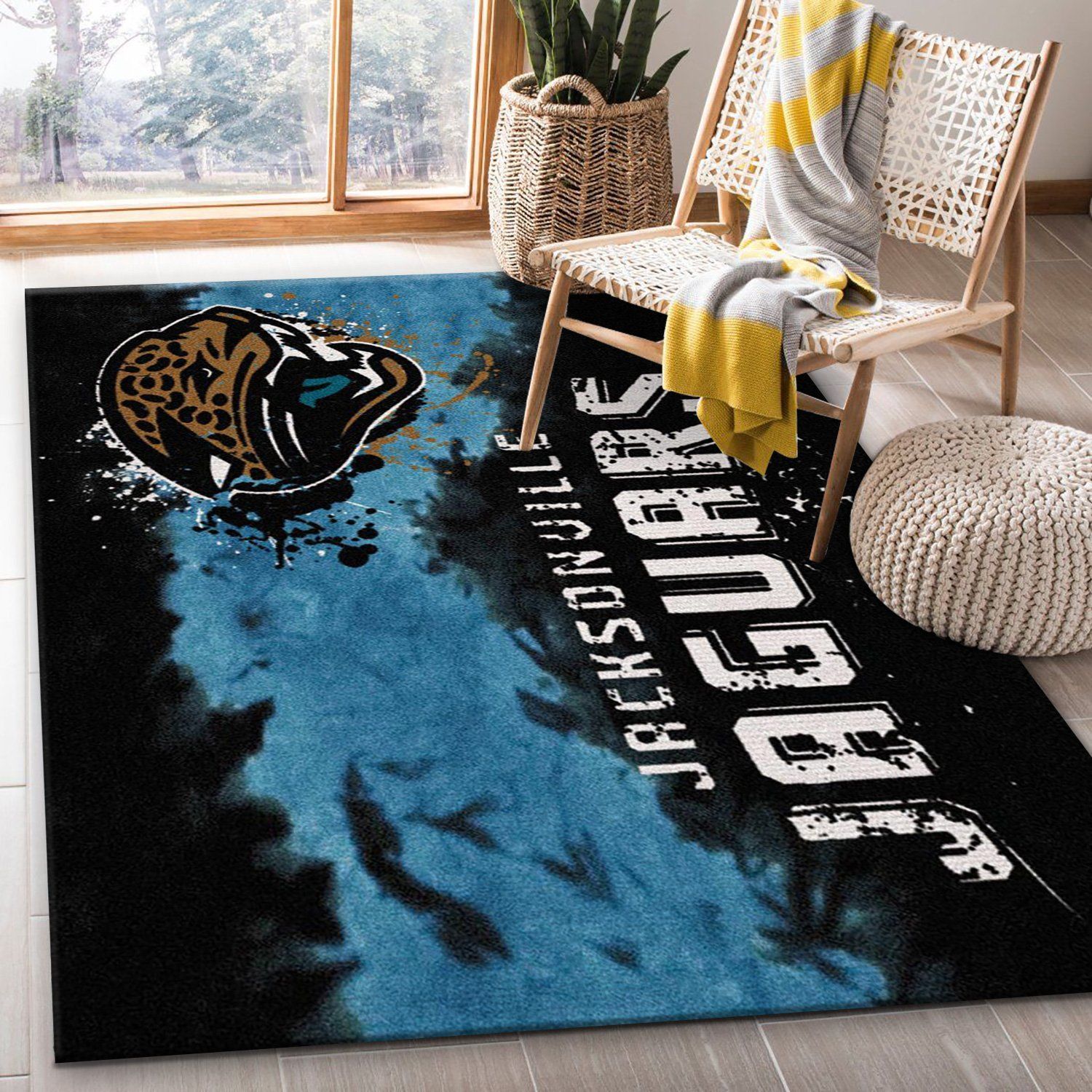 Jacksonville Jaguars Fade Rug Nfl Team Area Rug, Living Room Rug, Family Gift US Decor - Indoor Outdoor Rugs