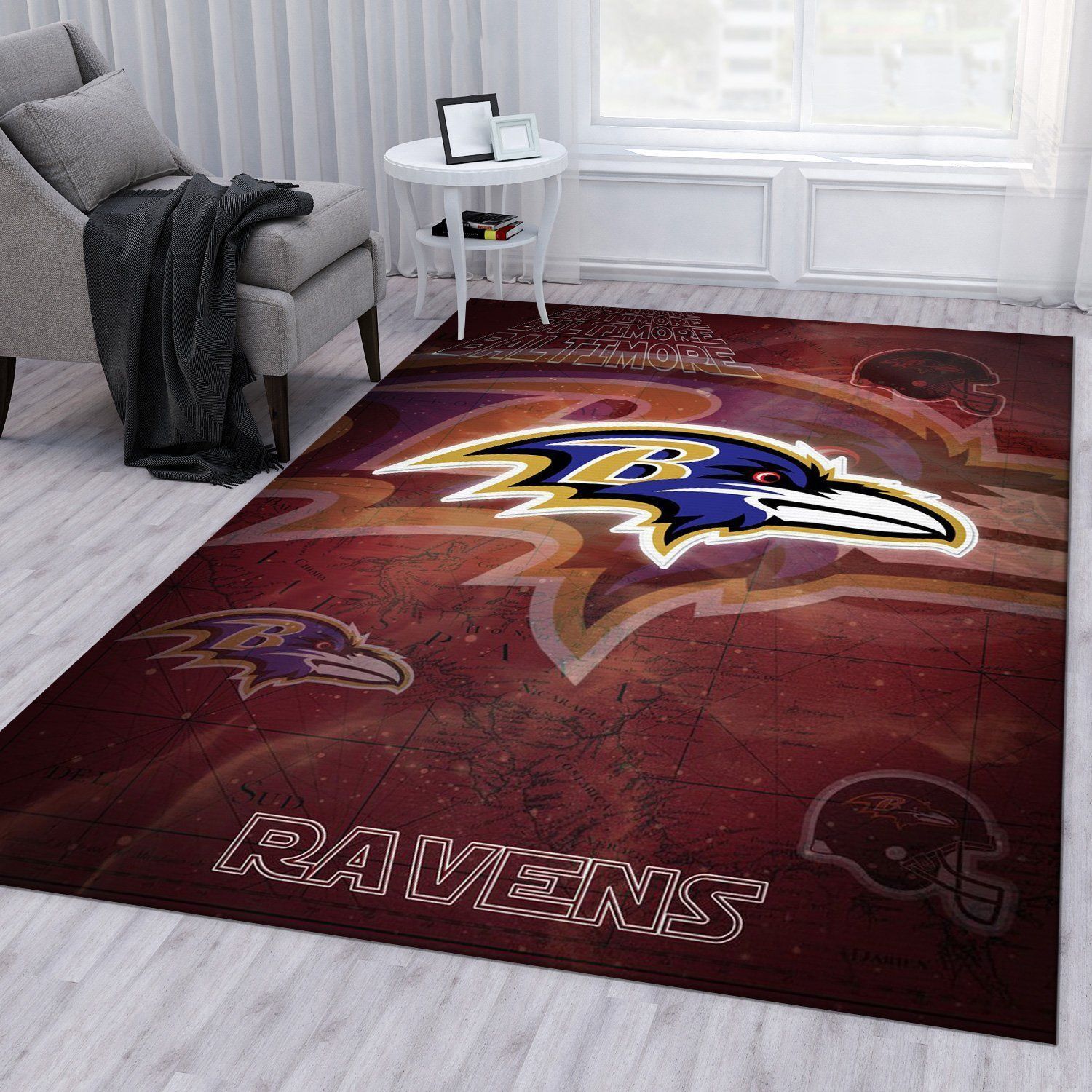 Baltimore Ravens Nfl Area Rug Living Room Rug Home US Decor - Indoor Outdoor Rugs