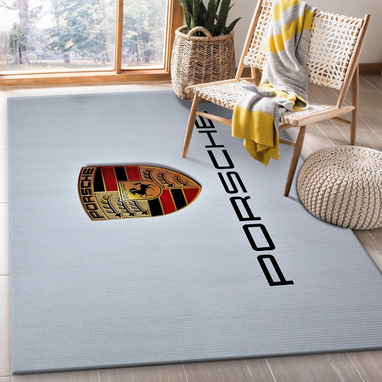 Porsche Logo Ver6 Area Rug Living Room Rug Family Gift US Decor - Indoor Outdoor Rugs