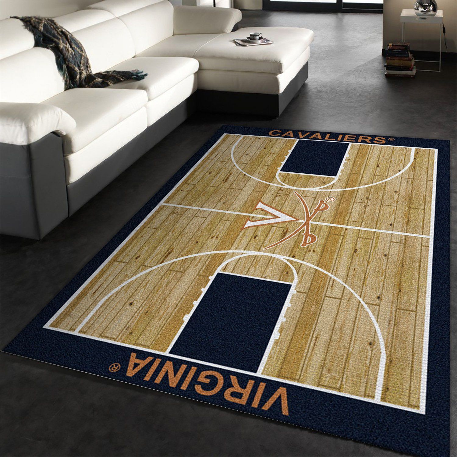 College Home Court Virginia Basketball Team Logo Area Rug, Bedroom Rug, Home US Decor - Indoor Outdoor Rugs