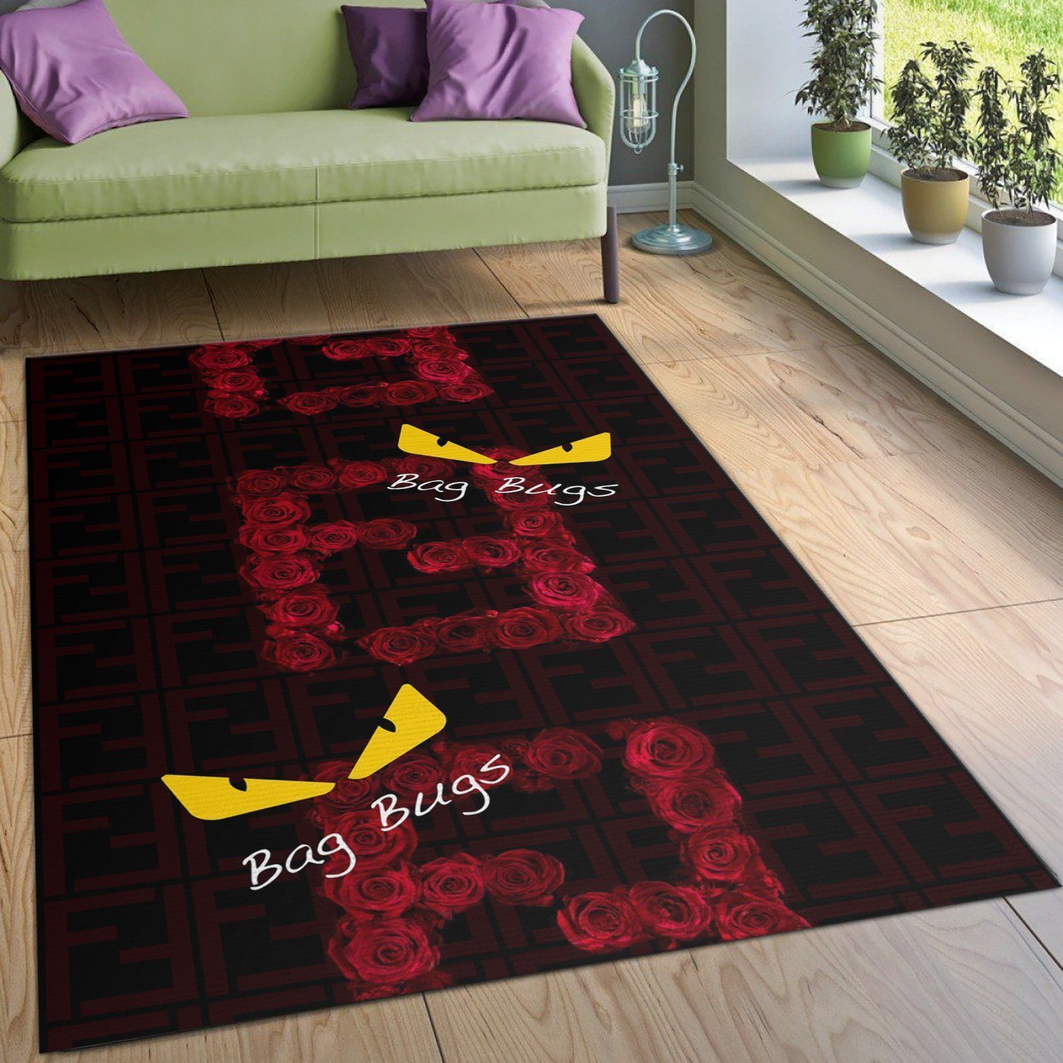 Fendi Fashion Brand Rug Bedroom Rug Family Gift US Decor - Indoor Outdoor Rugs