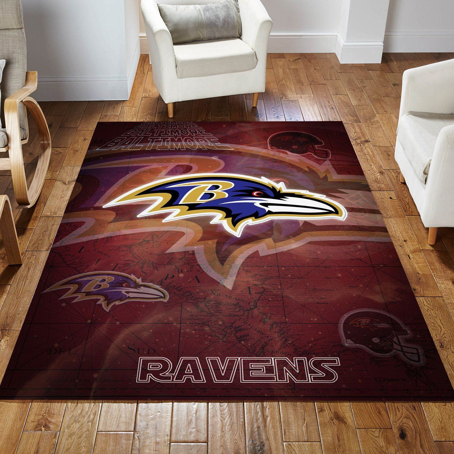 Baltimore Ravens Nfl Area Rug Living Room Rug Home US Decor - Indoor Outdoor Rugs