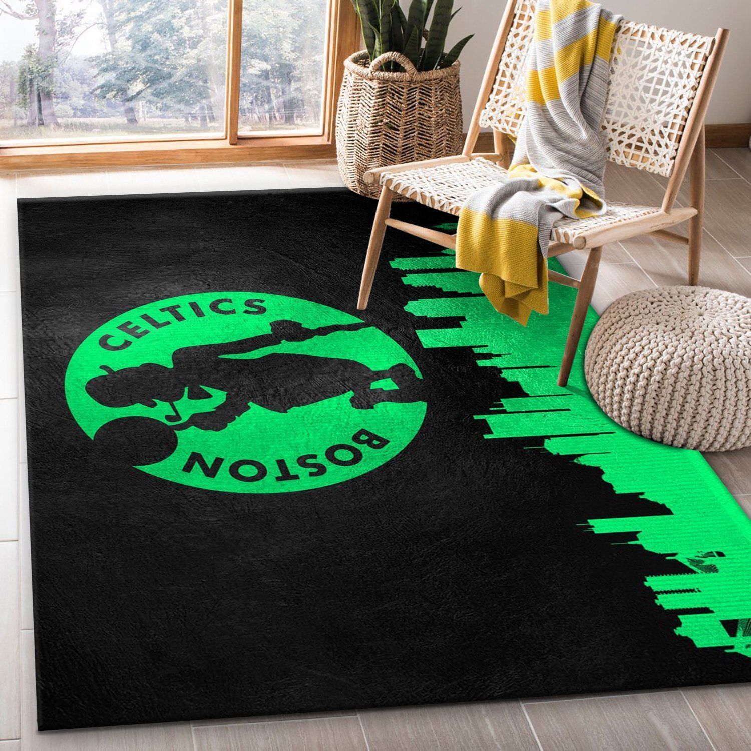 Boston Celtics Skyline NBA Team Area Rug, Bedroom, Christmas Gift US Decor - Indoor Outdoor Rugs