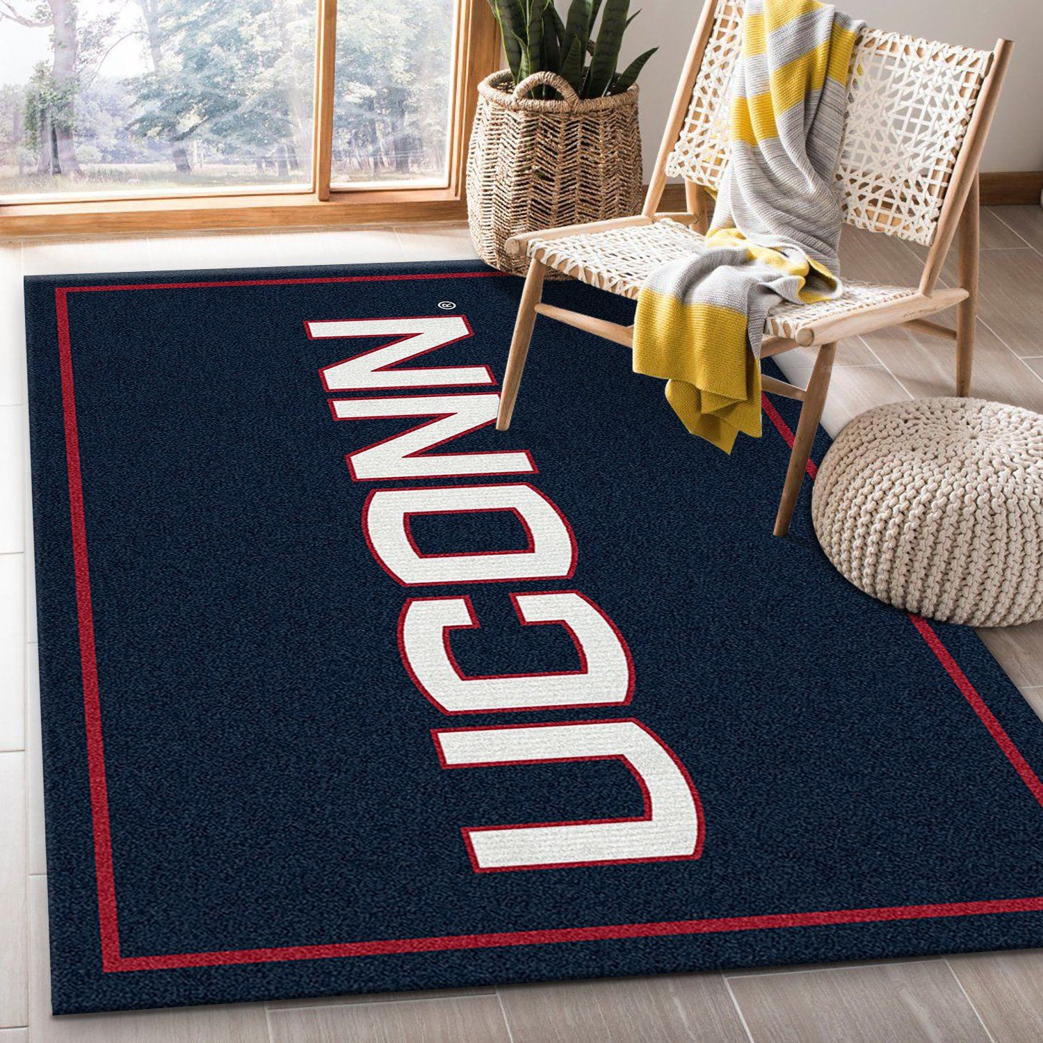 College Spirit Connecticut Sport Area Rug Team Logo Family Gift US Decor - Indoor Outdoor Rugs