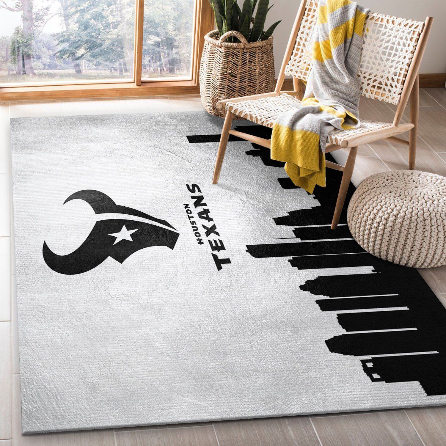 Houston Texans Skyline NFL Area Rug Carpet, Bedroom, Home Decor Floor Decor - Indoor Outdoor Rugs