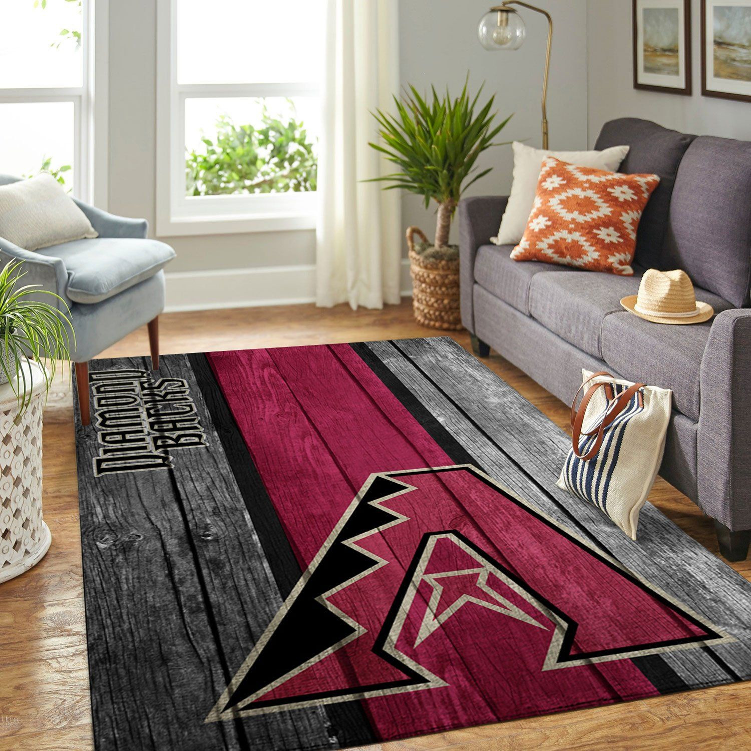 Arizona Diamondbacks Mlb Team Logo Wooden Style Style Nice Gift Home Decor Rectangle Area Rug - Indoor Outdoor Rugs