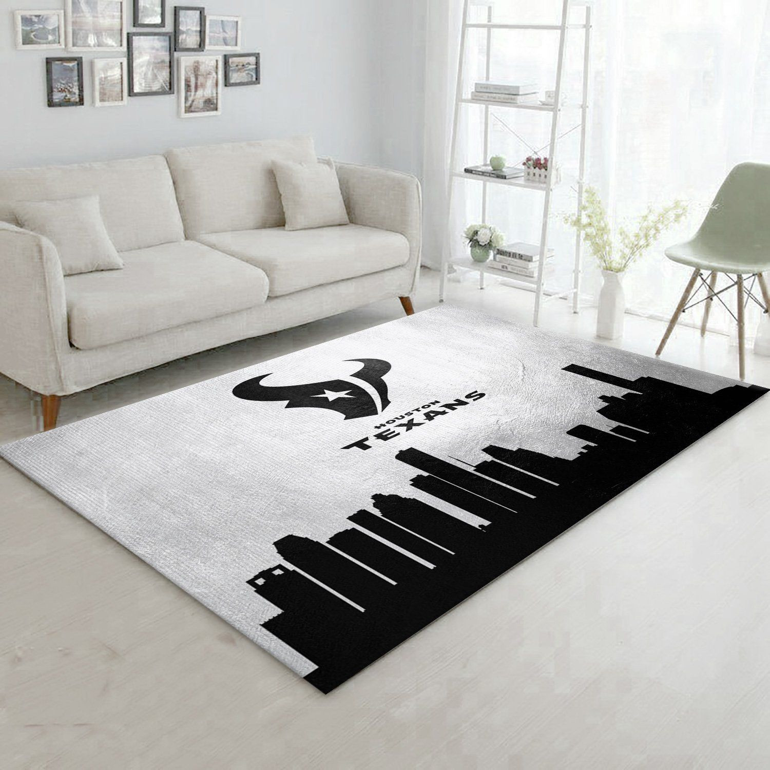 Houston Texans Skyline NFL Area Rug Carpet, Bedroom, Home Decor Floor Decor - Indoor Outdoor Rugs