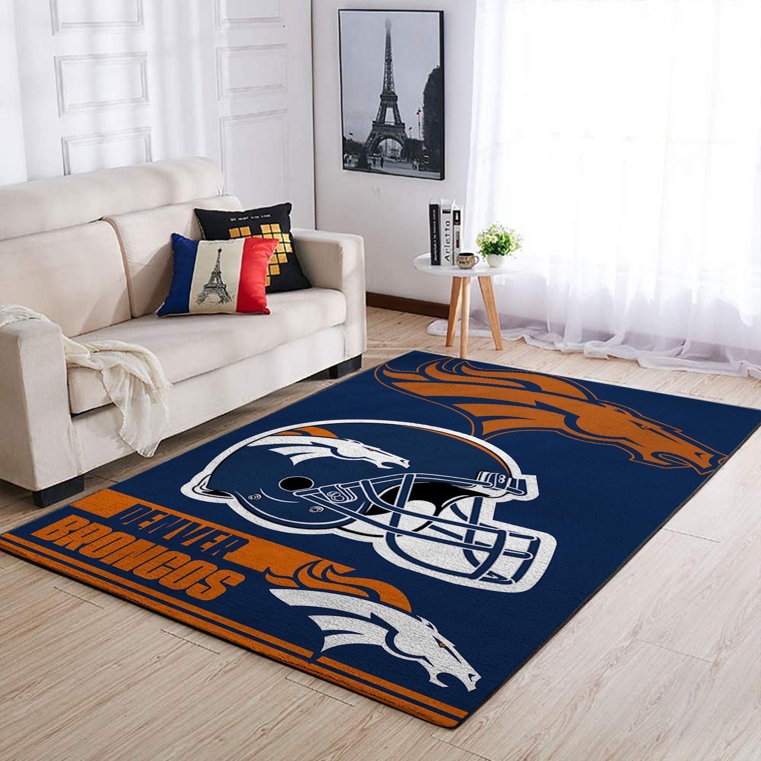 Denver Broncos Nfl Team Logo Helmet Nice Gift Home Decor Rectangle Area Rug - Indoor Outdoor Rugs