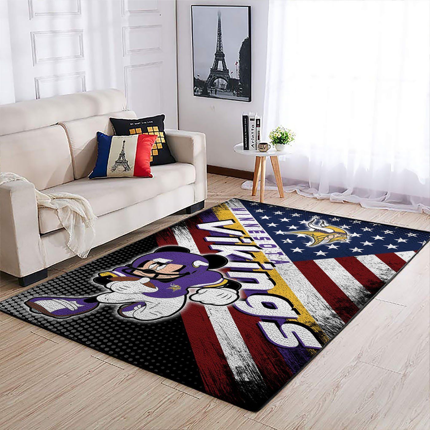 Minnesota Vikings Nfl Team Logo Mickey Us Style Nice Gift Home Decor Rectangle Area Rug - Indoor Outdoor Rugs