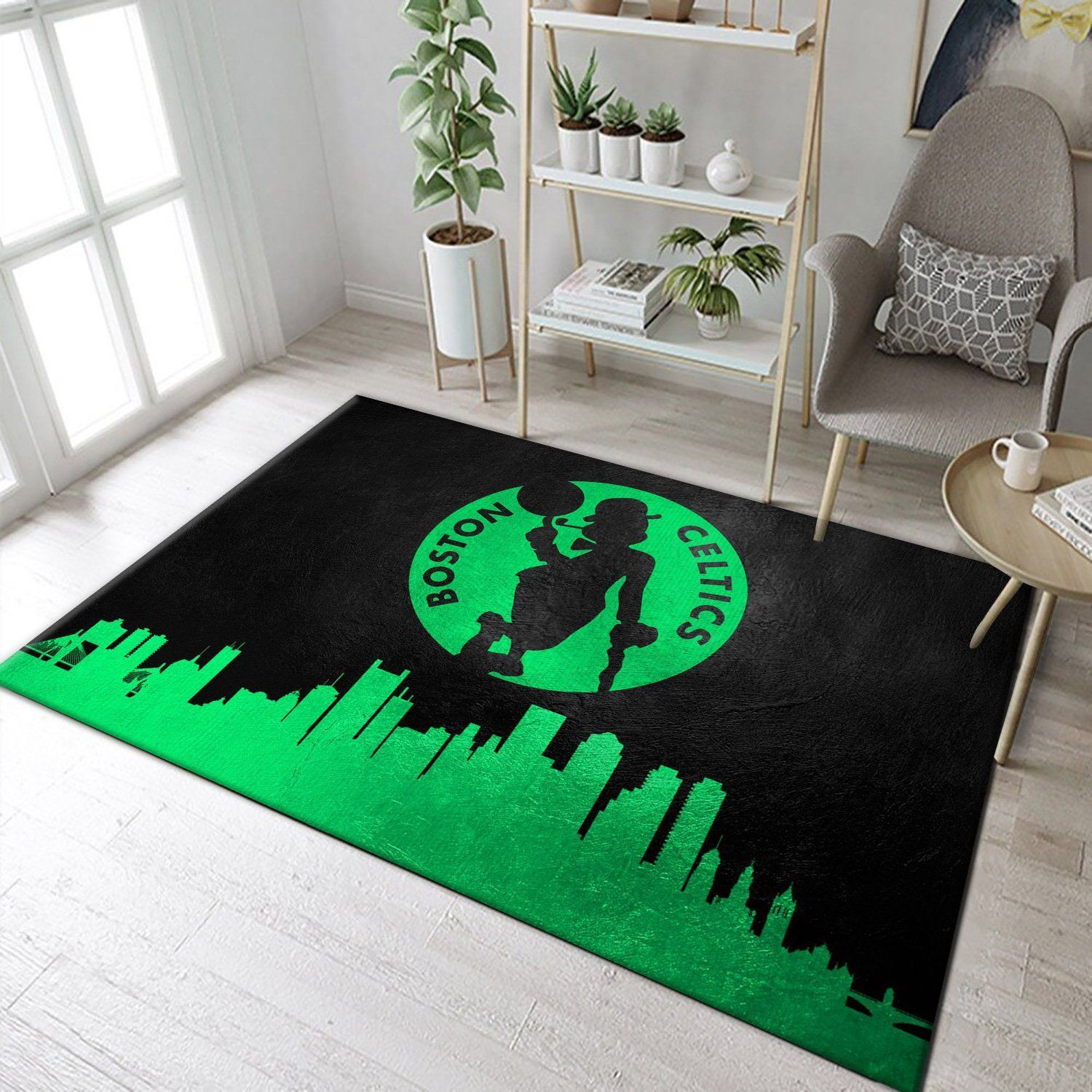 Boston Celtics Skyline NBA Team Area Rug, Bedroom, Christmas Gift US Decor - Indoor Outdoor Rugs