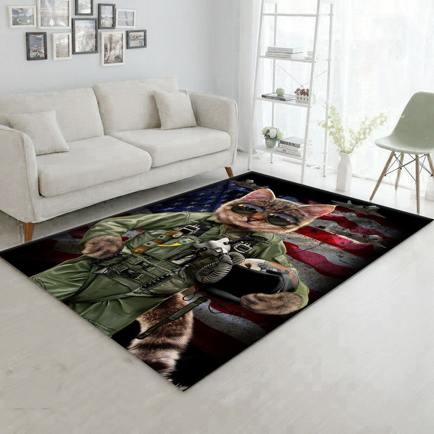 Cat Pilot In The Air Force Area Rug Kitchen Rug US Gift Decor - Indoor Outdoor Rugs