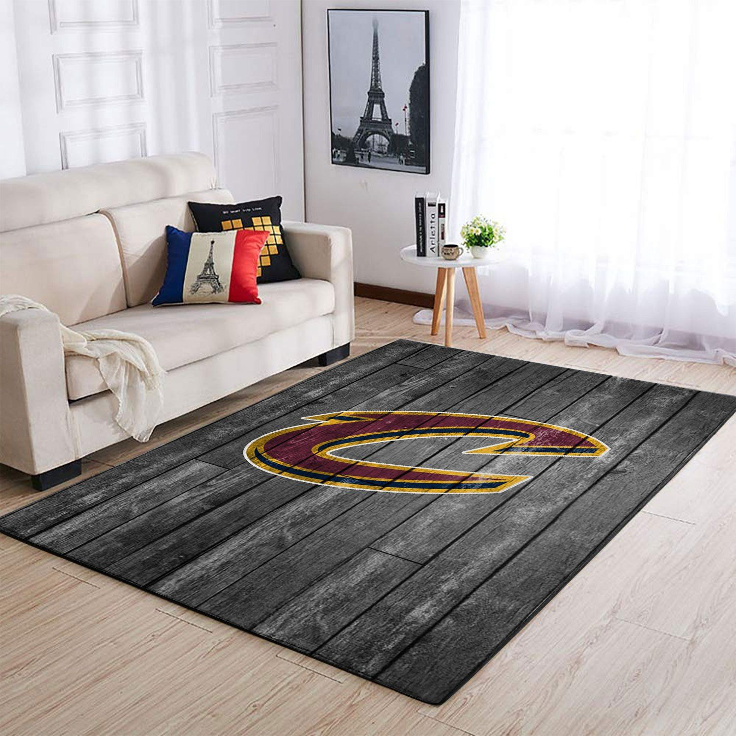 Cleveland Cavaliers Nba Team Logo Grey Wooden Style Nice Gift Home Decor Rectangle Area Rug - Indoor Outdoor Rugs