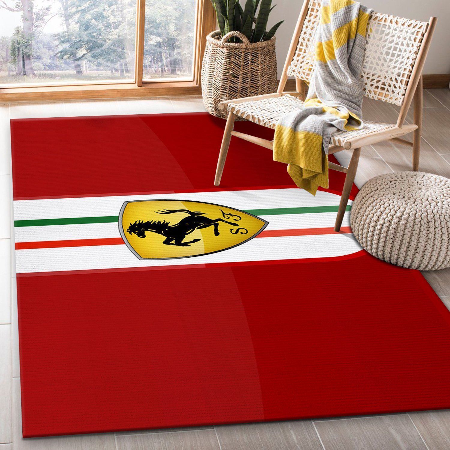 Ferrari Logo Rug Living Room Christmas Gift US Decor - Indoor Outdoor Rugs