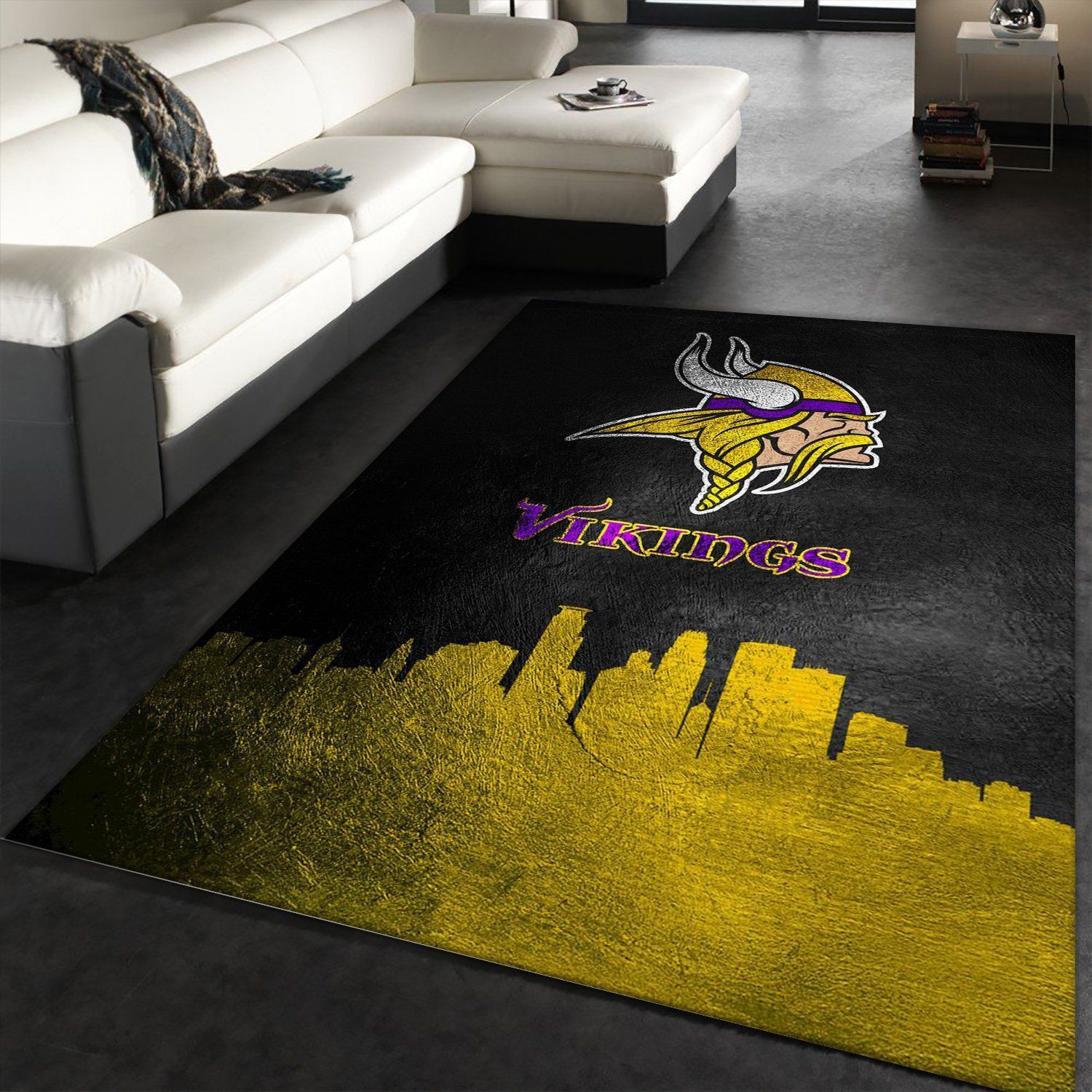 Minnesota Vikings Skyline NFL Area Rug For Christmas, Living room and bedroom Rug, Christmas Gift US Decor - Indoor Outdoor Rugs