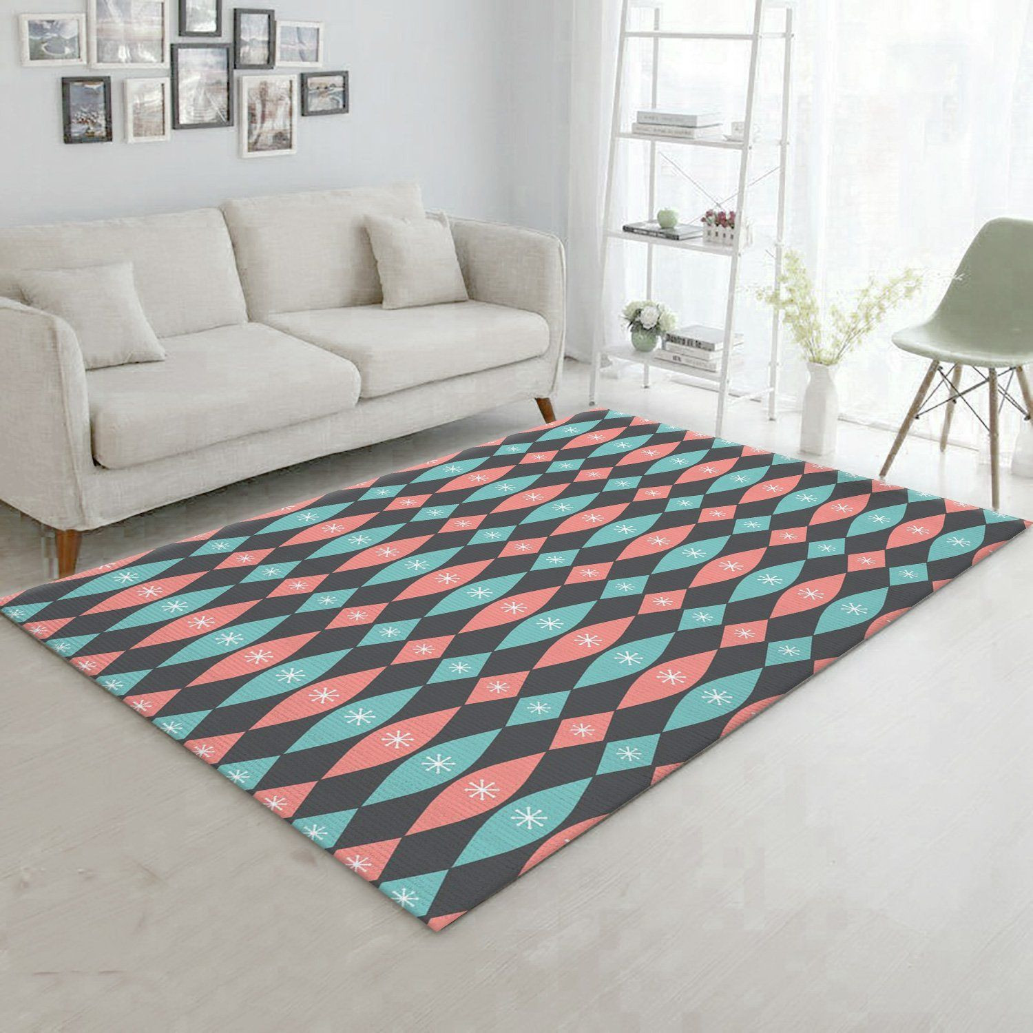 Midcentury Pattern 95 Area Rug, Kitchen Rug, Home Decor Floor Decor - Indoor Outdoor Rugs