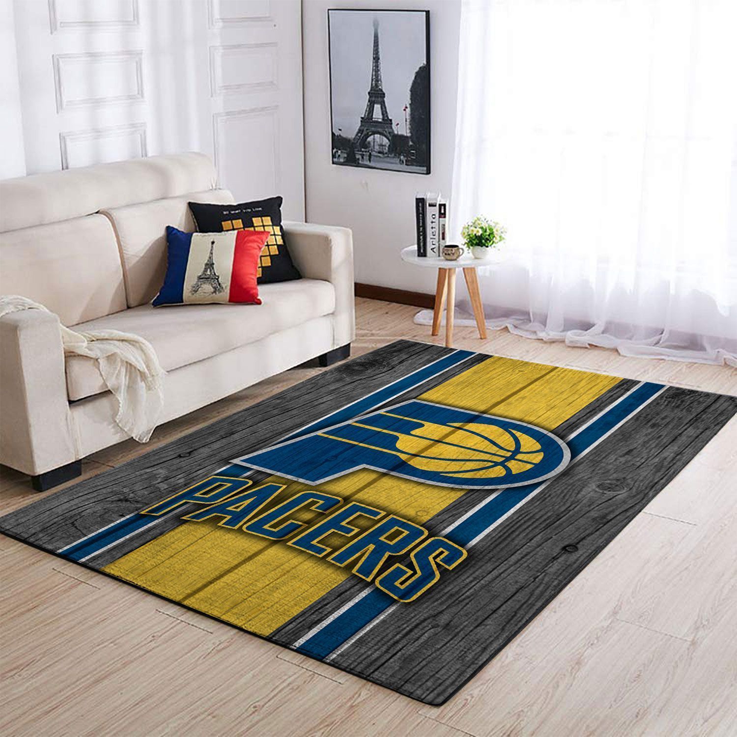 Indiana Pacers Nba Team Logo Wooden Style Nice Gift Home Decor Rectangle Area Rug - Indoor Outdoor Rugs