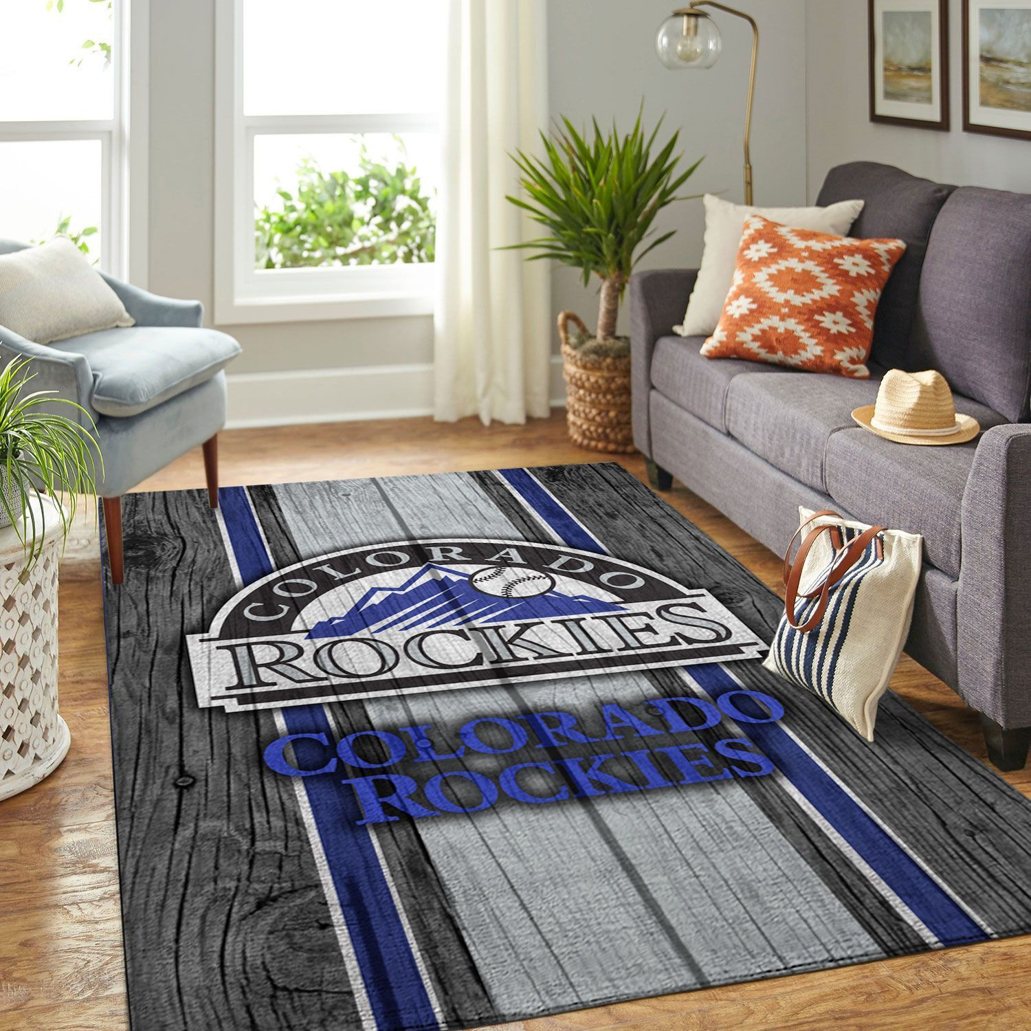 Colorado Rockies Mlb Team Logo Wooden Style Style Nice Gift Home Decor Rectangle Area Rug - Indoor Outdoor Rugs