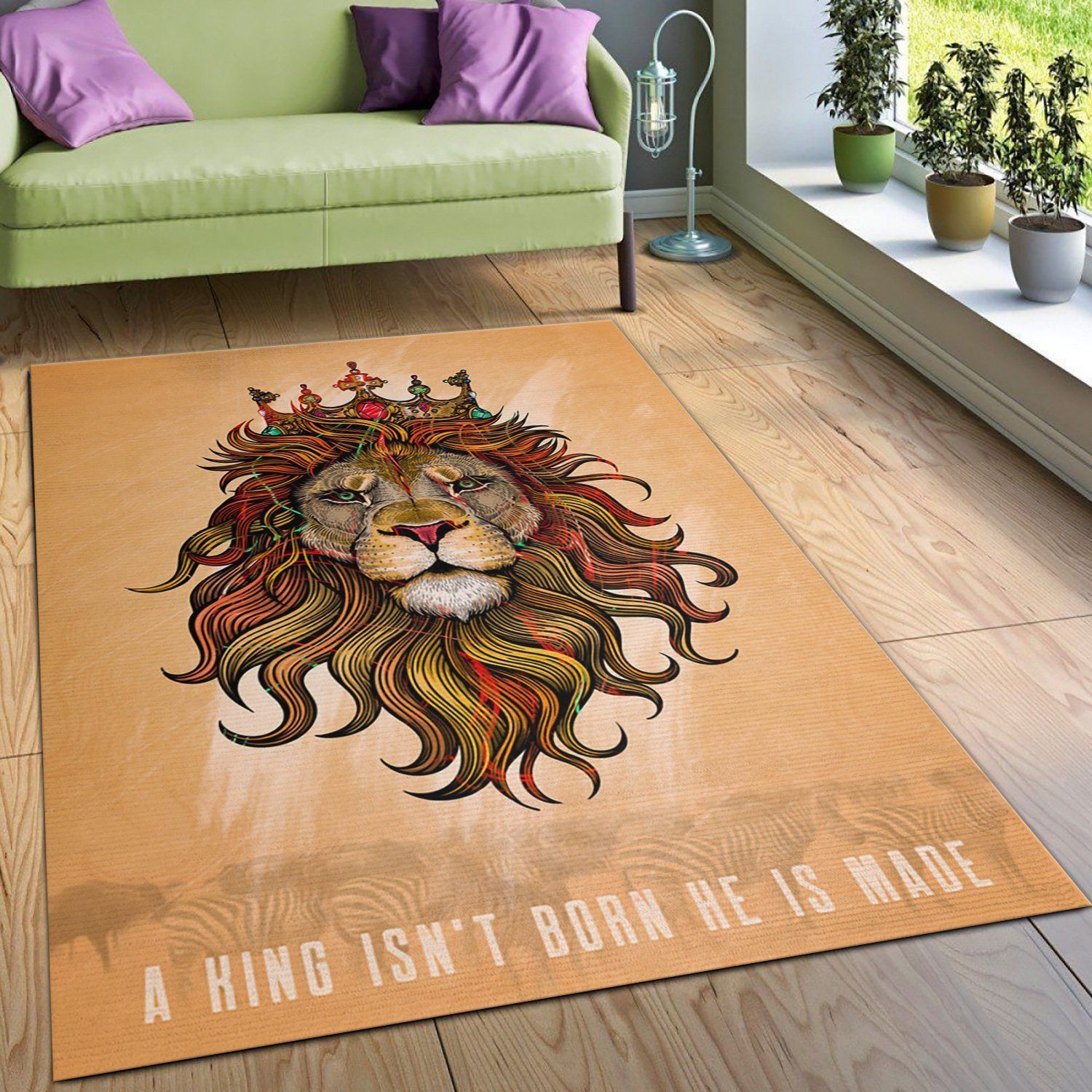 King Lion Area Rug For Christmas, Living room and bedroom Rug, US Gift Decor - Indoor Outdoor Rugs