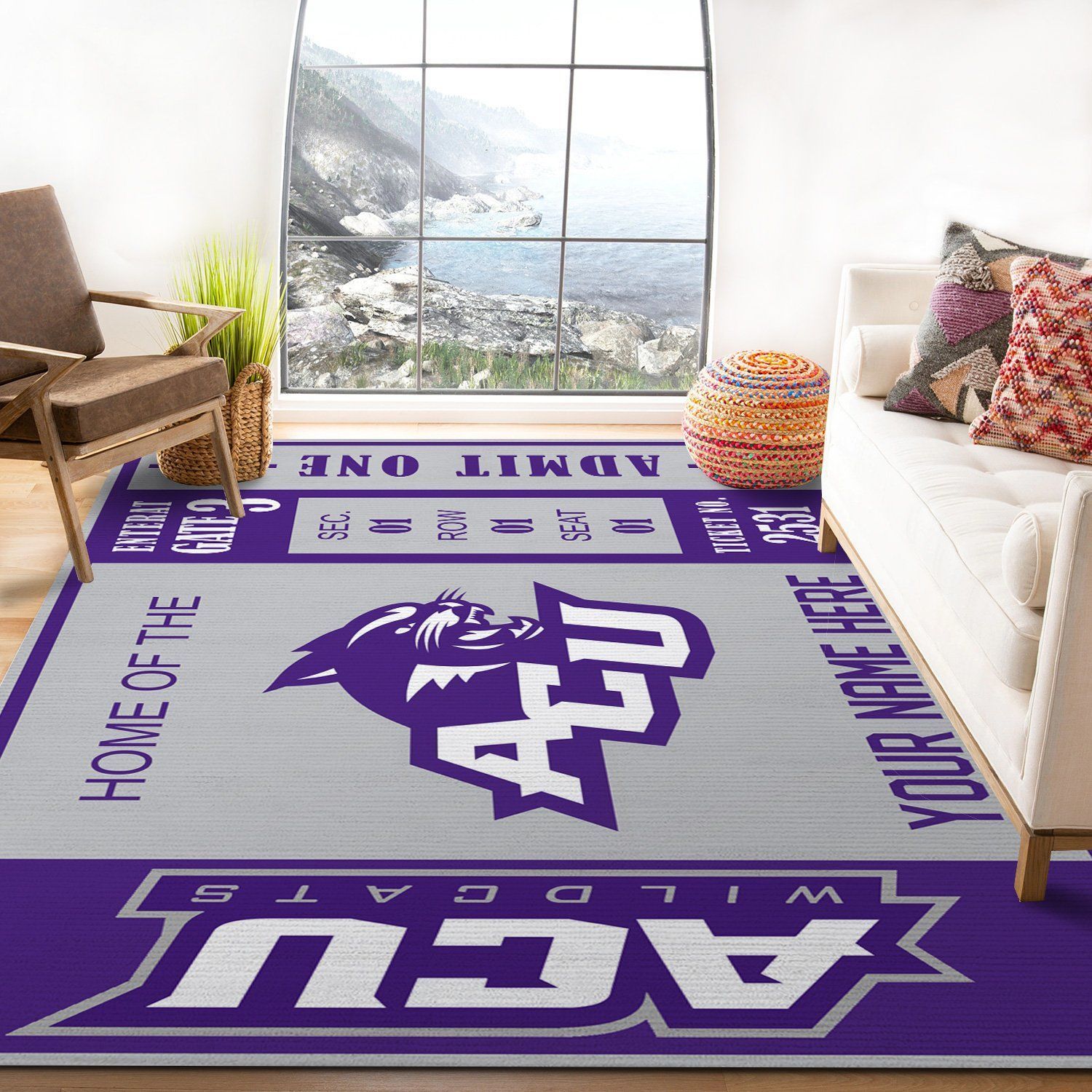 Abilene Christian Wildcats Ncaa Customizable Rug For Gift, Bedroom Rug - Floor US Decor - Indoor Outdoor Rugs